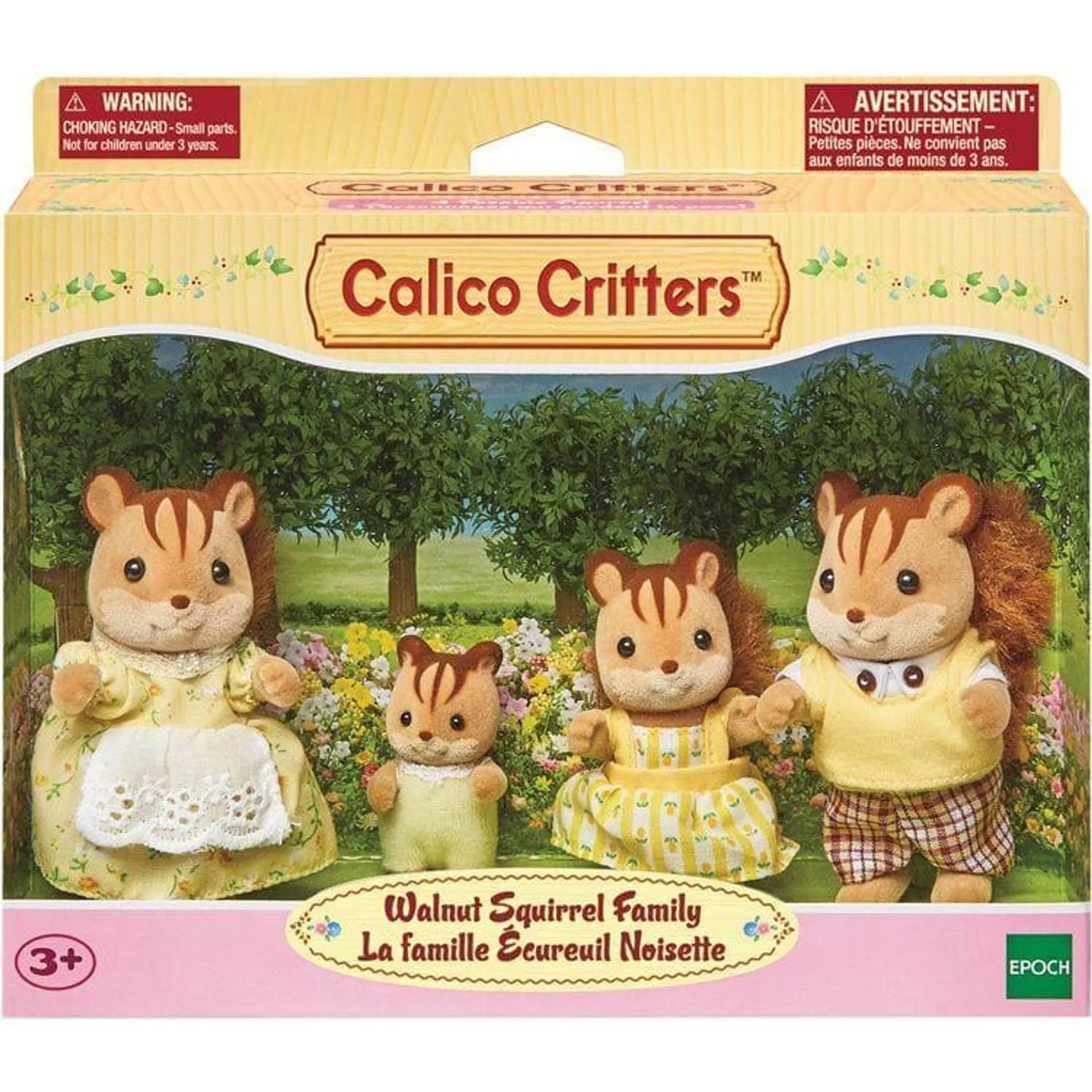 Calico Critters Walnut Squirrel Family, Set of 4 Collectible Doll Figures