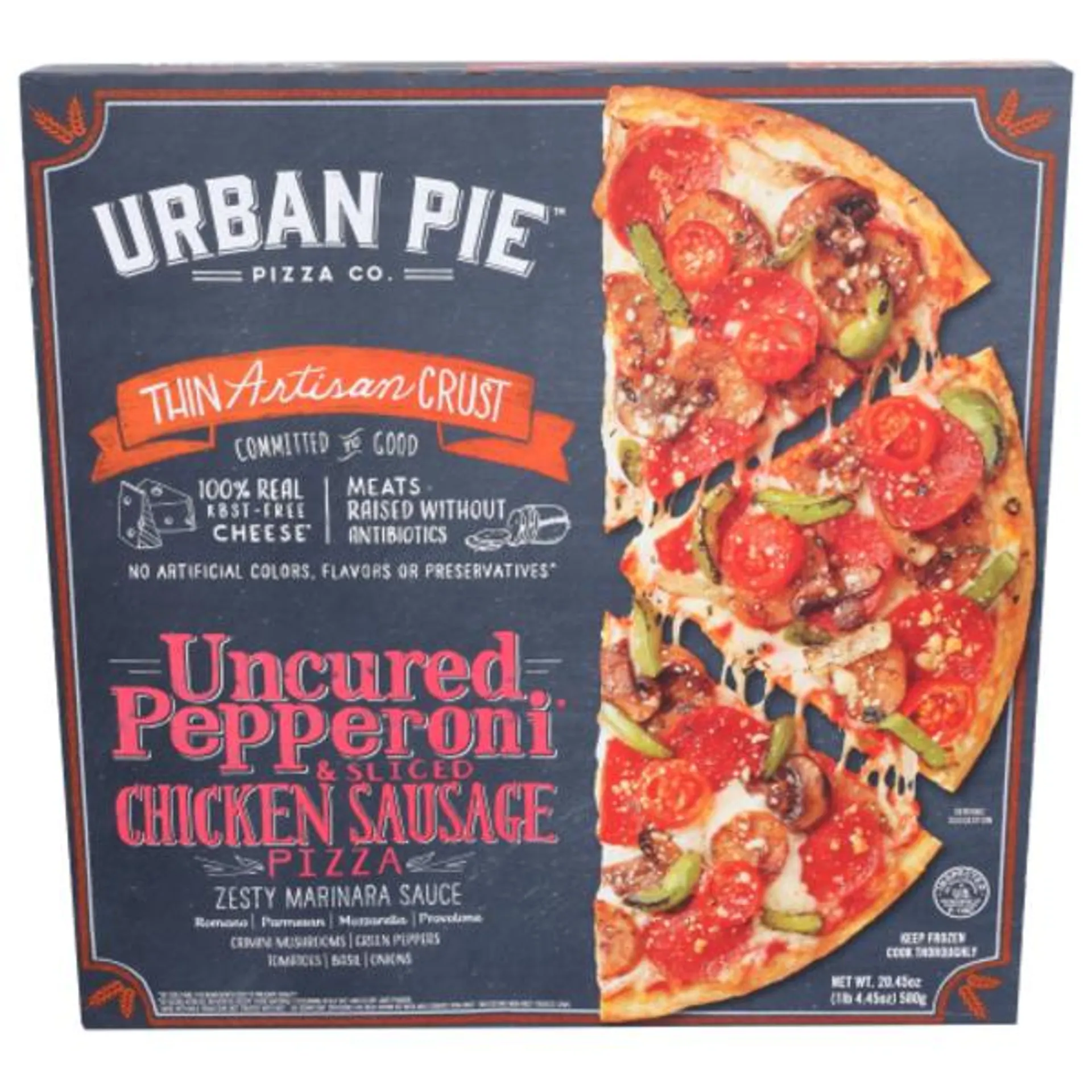 Urban Pie Pizza Co. Uncured Pepperoni & Sliced Chicken Sausage Pizza