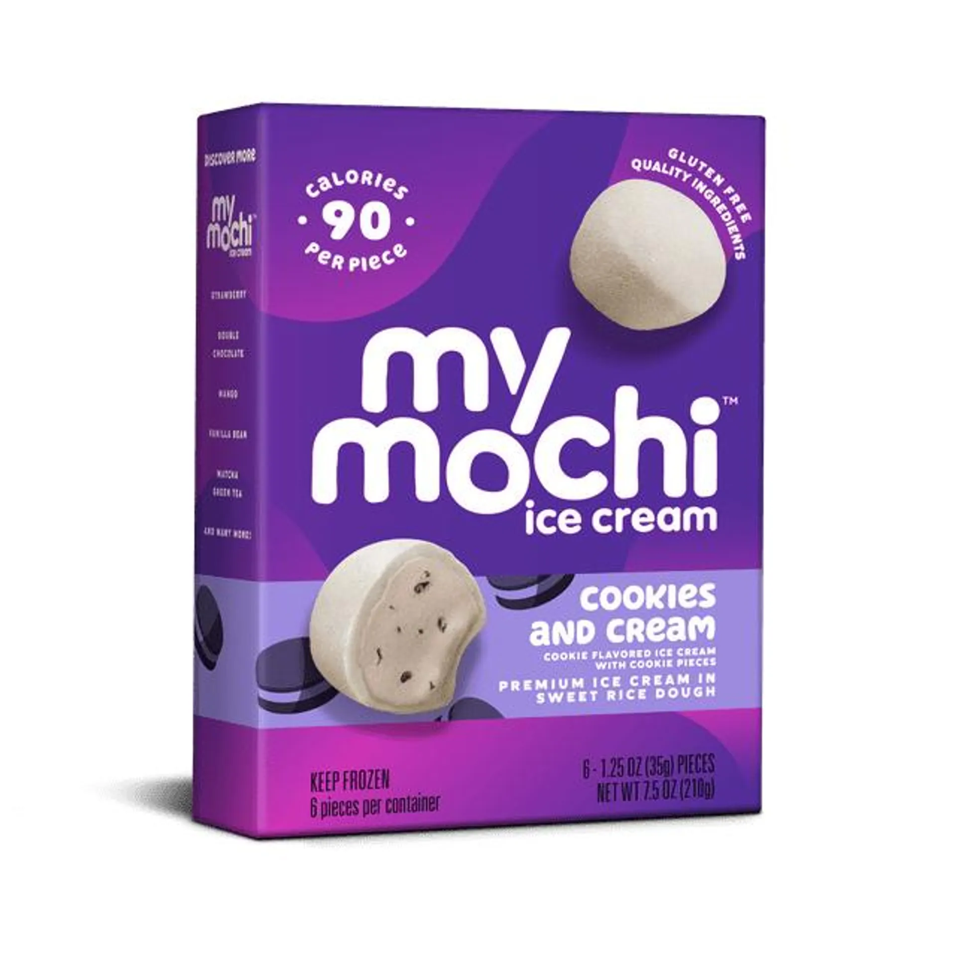 My Mochi Ice Cream Cookies & Cream, 1.25 Ounce Soft Pieces, 6 Count, Net Content 7.5 Ounces