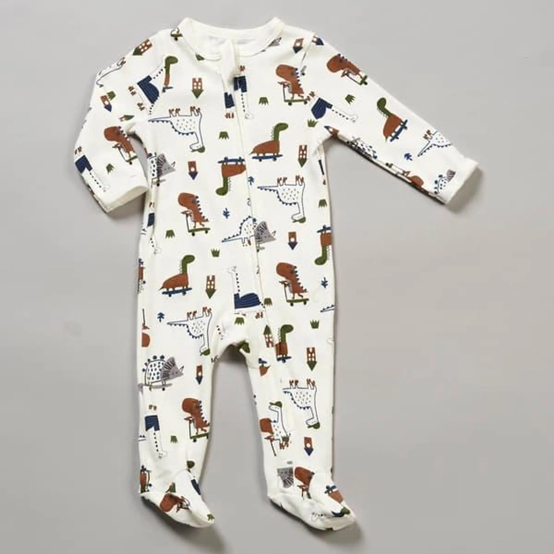 Baby Boy (NB-9M) Mini Hop Dinos on Wheels Footie Pajamas