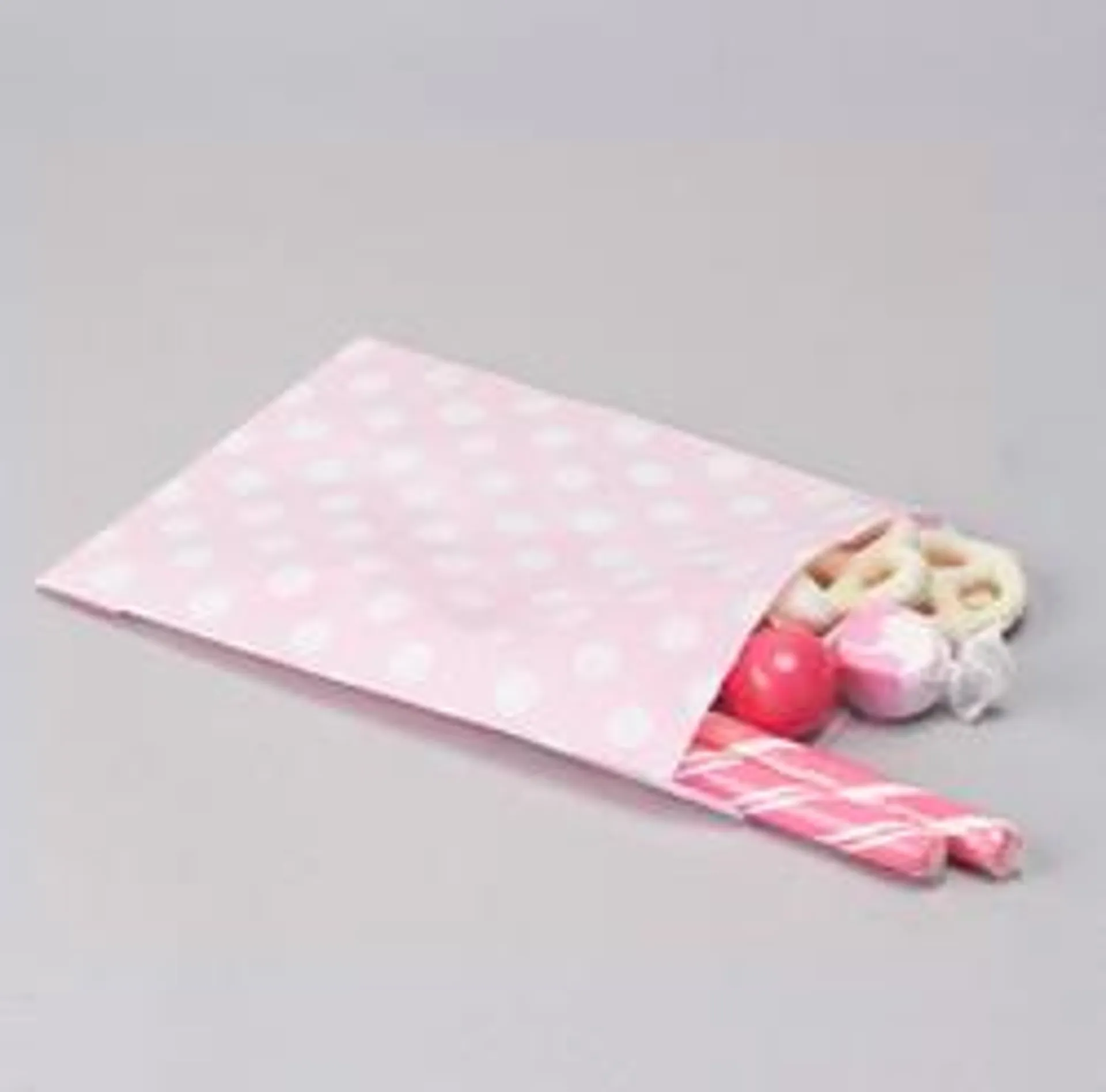 Pink Polka Dots Paper Treat Bags (Package of 10 pieces)