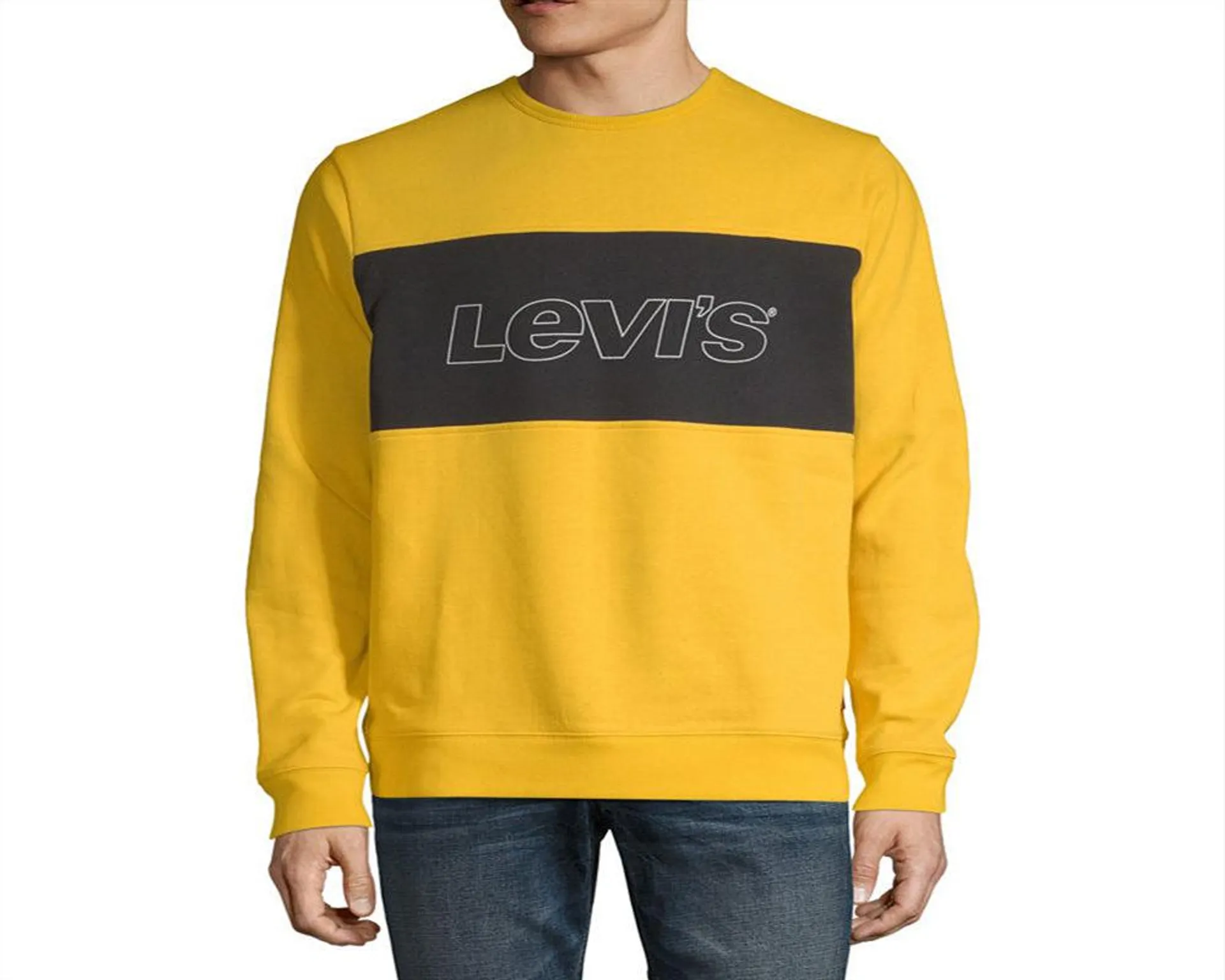 Levi's Men's Long Sleeve Fleece Sweatshirt Large Yellow Size Large