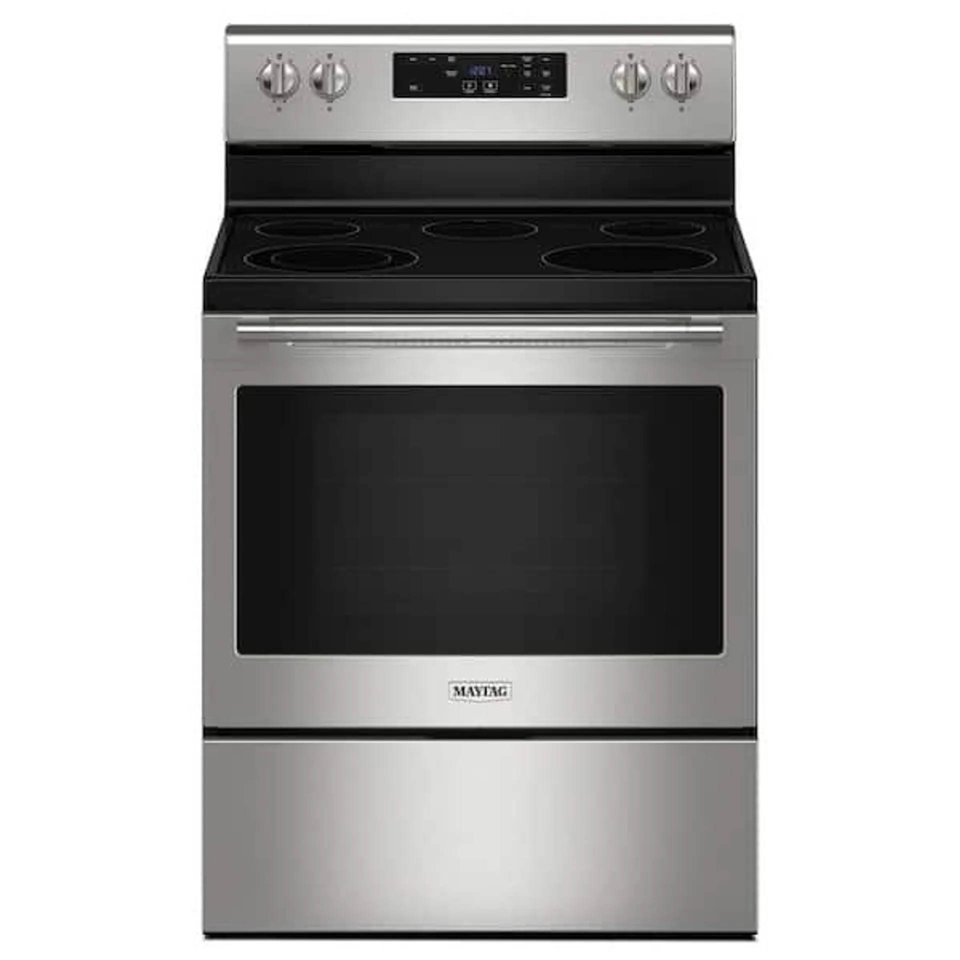 30 in. 5 Burner Element Freestanding Electric Range in Fingerprint Resistant Stainless Steel with Steam Clean