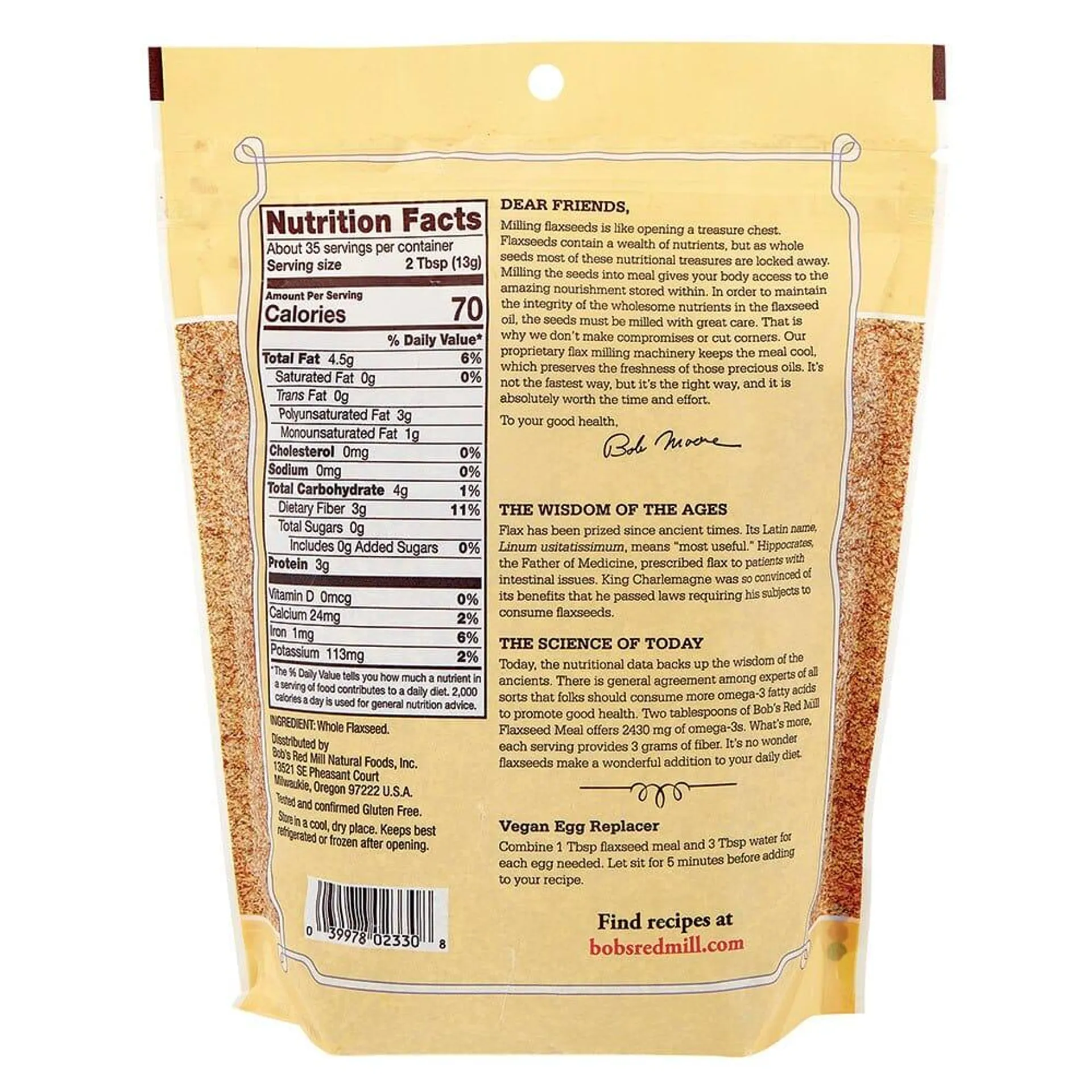 Bob’s Red Mill Premium Whole Ground Flaxseed Meal, 16 oz