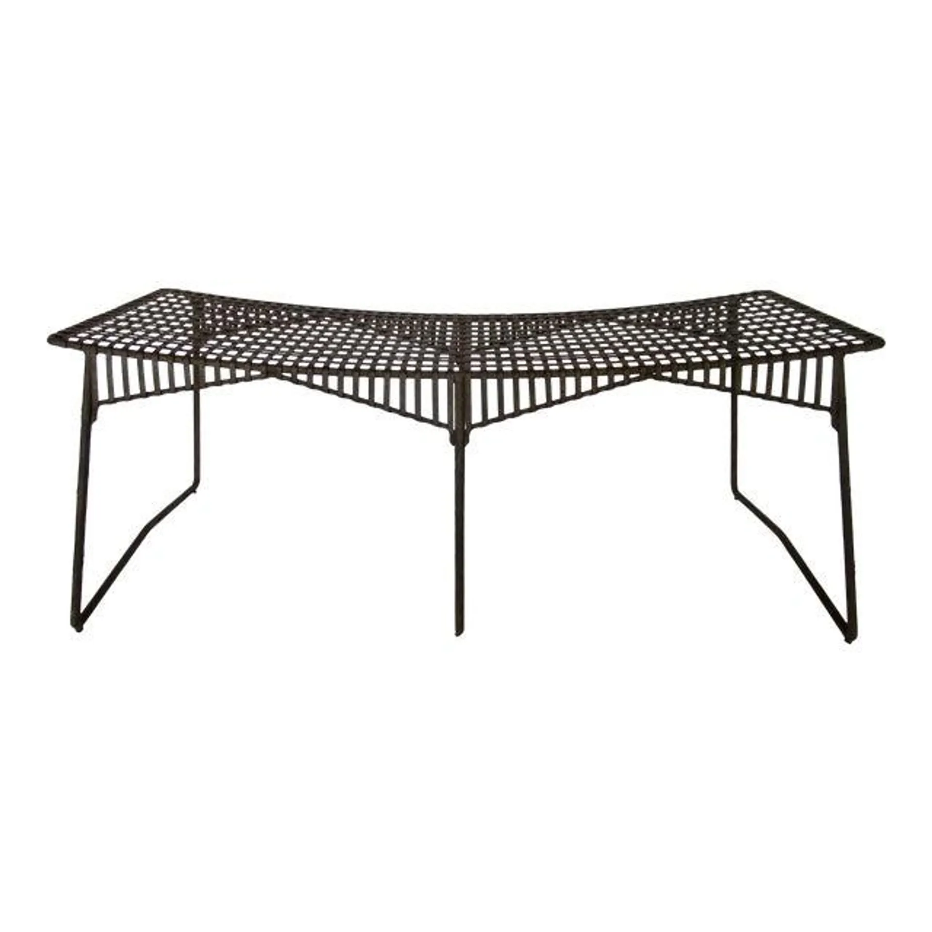 Vintage C.1996-2000 Gregorius Pineo Hand-Forged Twig Iron, Faux Bois Lattice-Strapped "Tuilerie Bench"