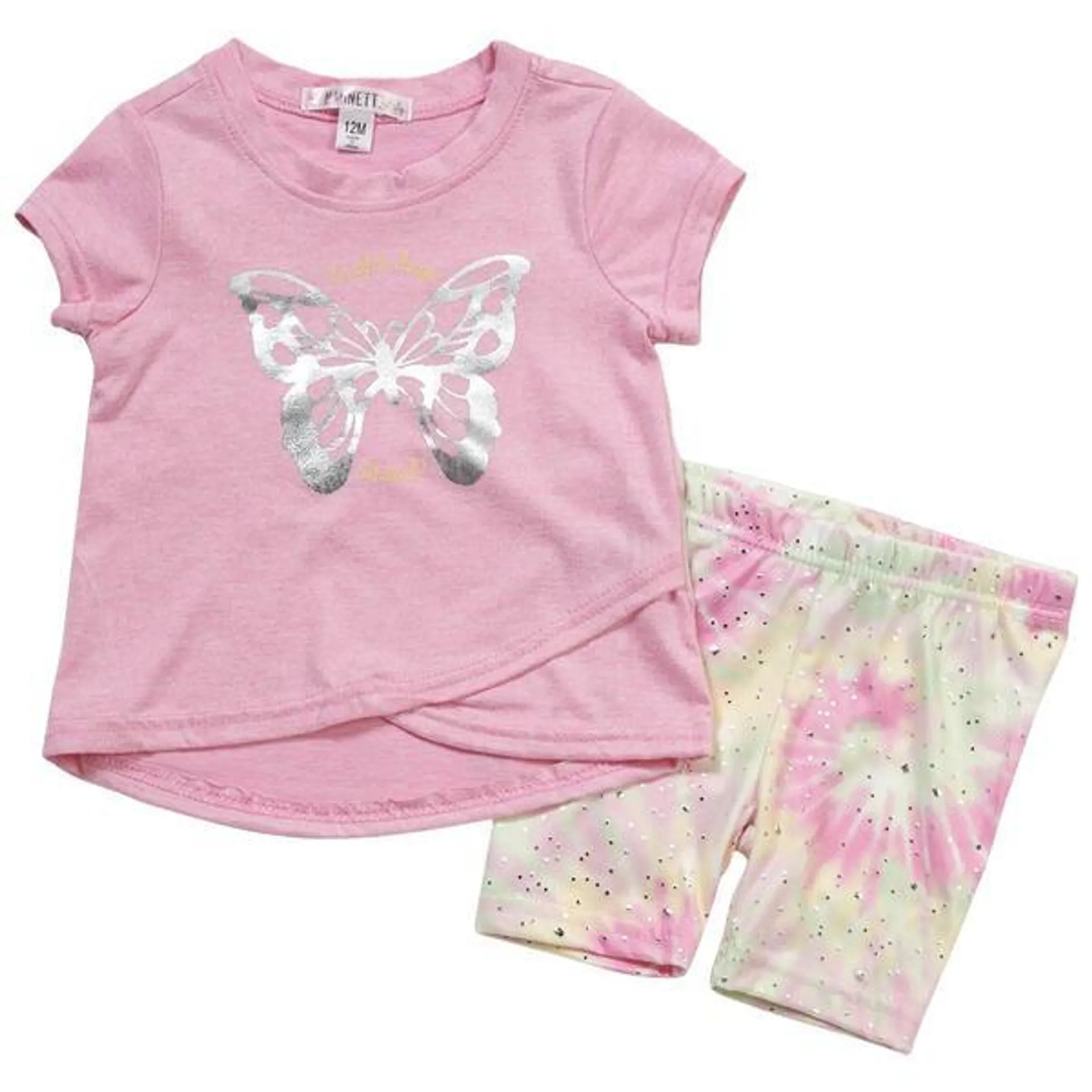 Baby Girl (12-24M) Nannette 2pc. Butterfly Dotty Bike Shorts Set