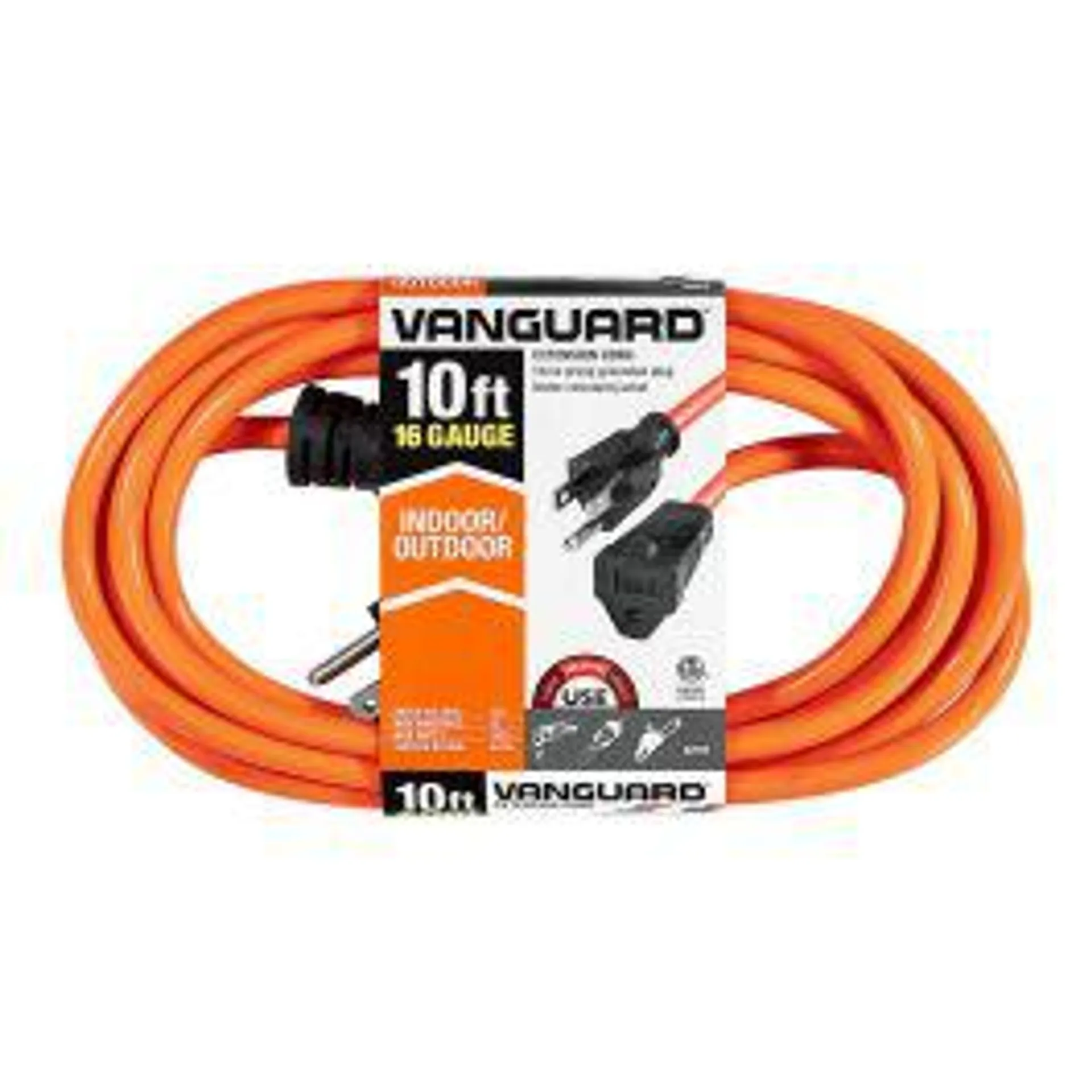 10 ft. x 16/3 Gauge Indoor/Outdoor Extension Cord, Orange