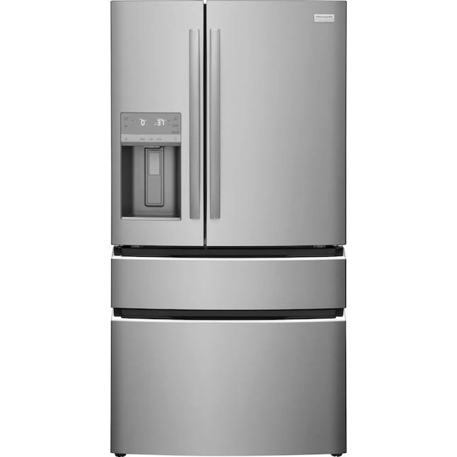 Frigidaire Counter-depth 21.5-cu ft 4-Door French Door Refrigerator with Ice Maker, Water and Ice Dispenser (Smudge-proof Stainless Steel) ENERGY STAR