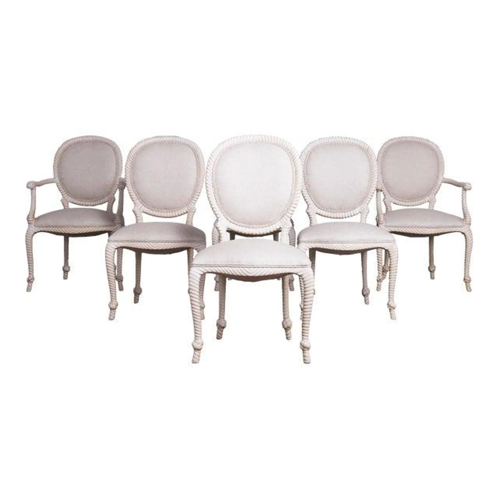 Napoleon III Style Faux Rope Painted Dining Chairs - Set of 6