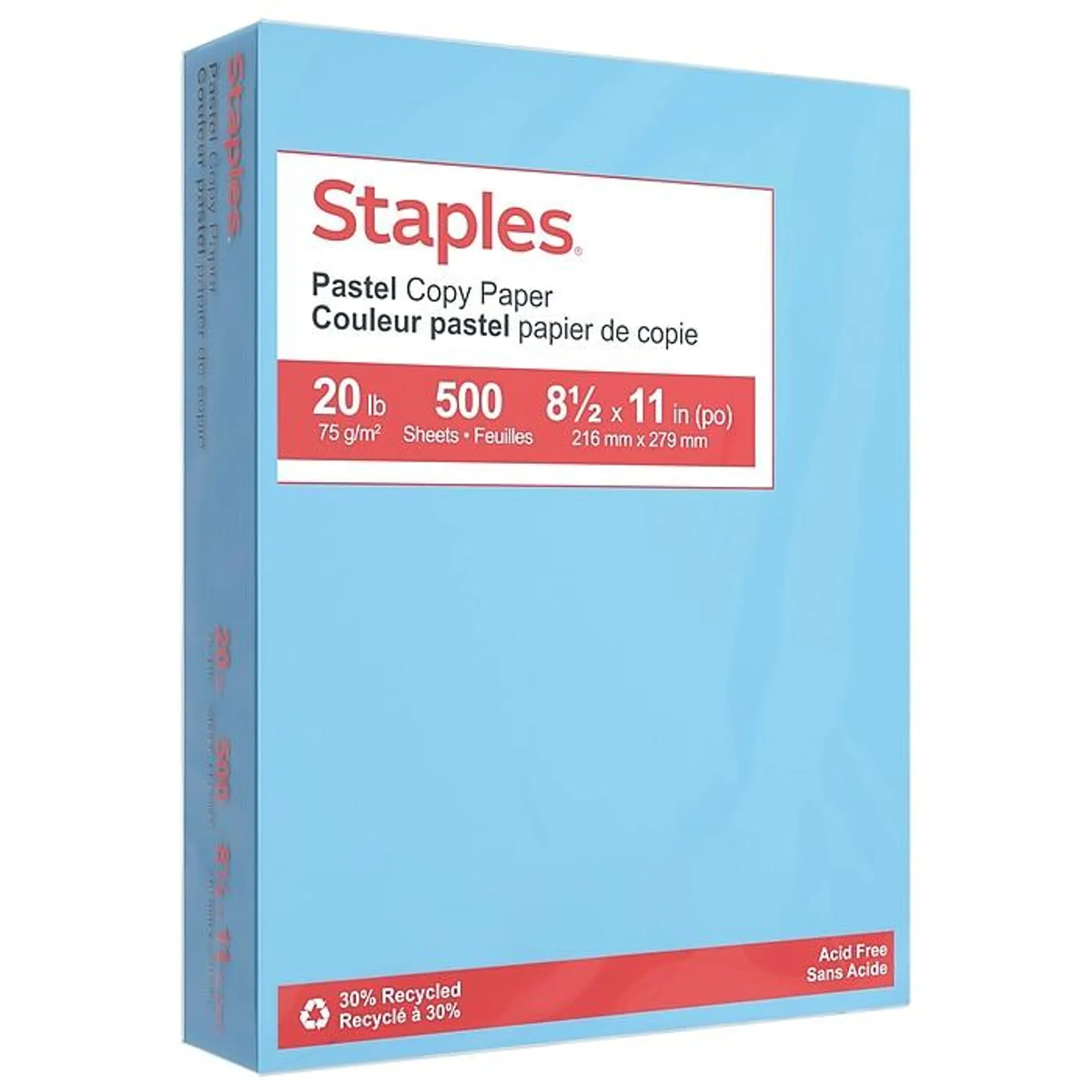 Staples Pastel 30% Recycled Color Copy Paper,