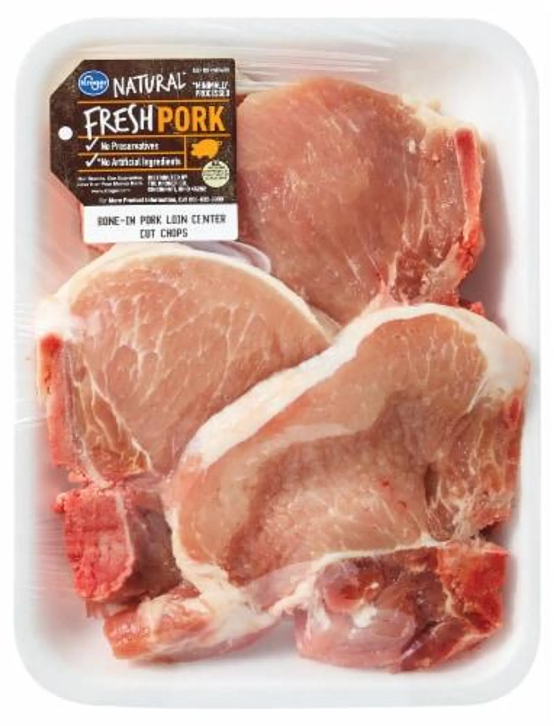 Kroger Bone-In Pork Center Cut Chop (3-4 per pack)