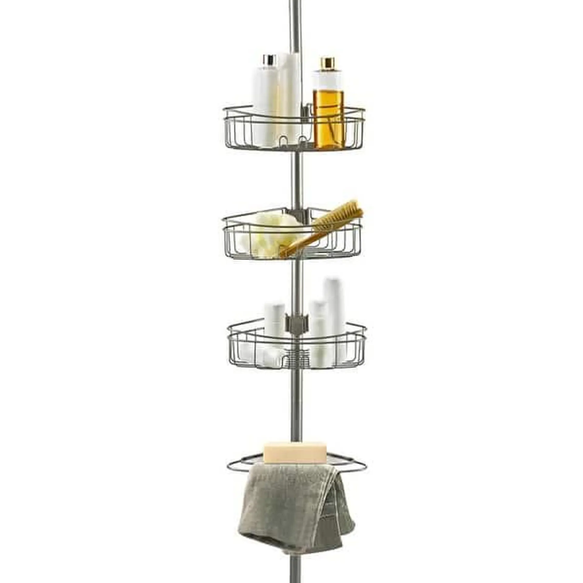 Utopia Alley 4 Tier Tension Pole Shower Caddy with 3 Baskets & Soap Tray Shelf