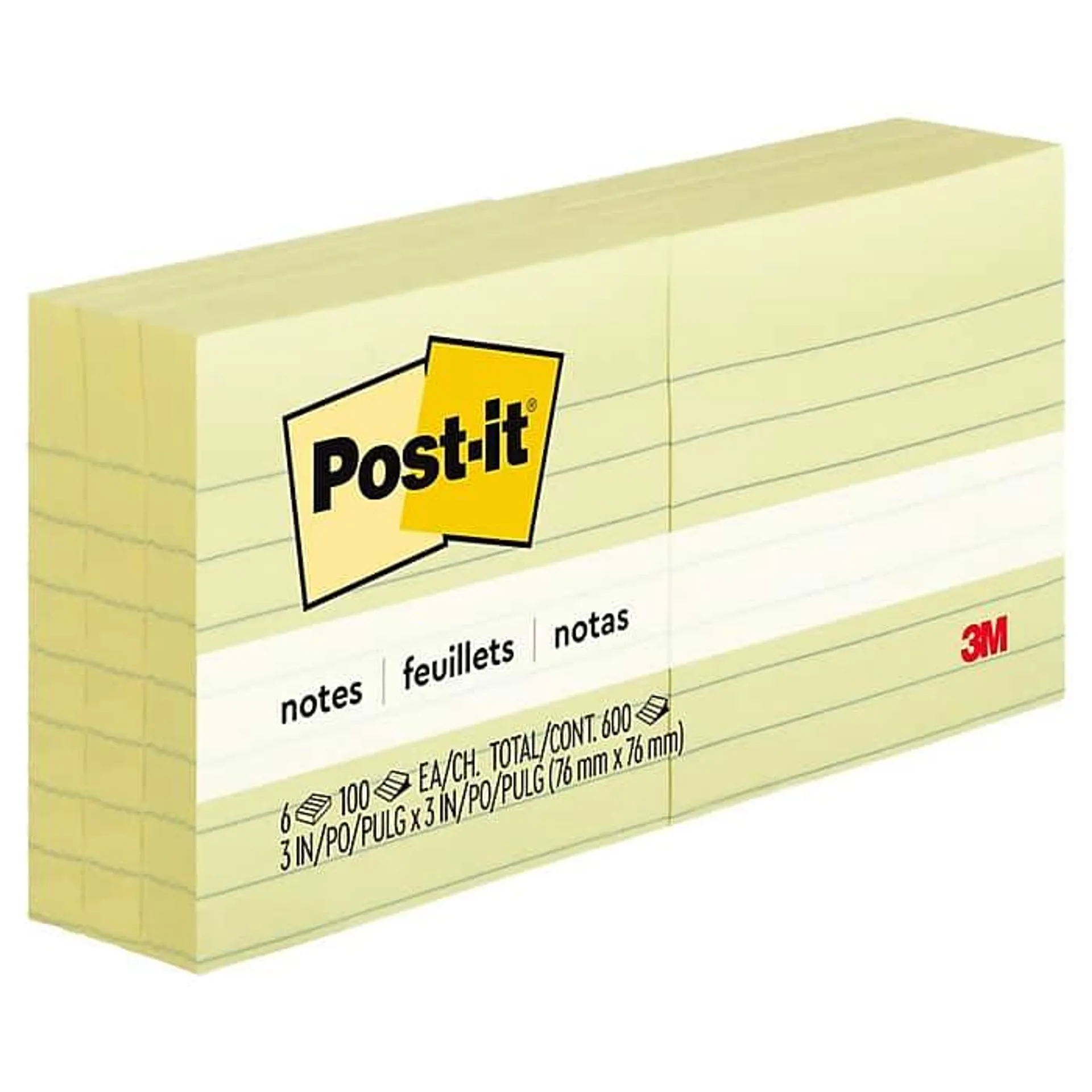 3" x 3", Canary Collection, Lined, 100 Sheet/Pad, 6 Pads/Pack (630-6PK)