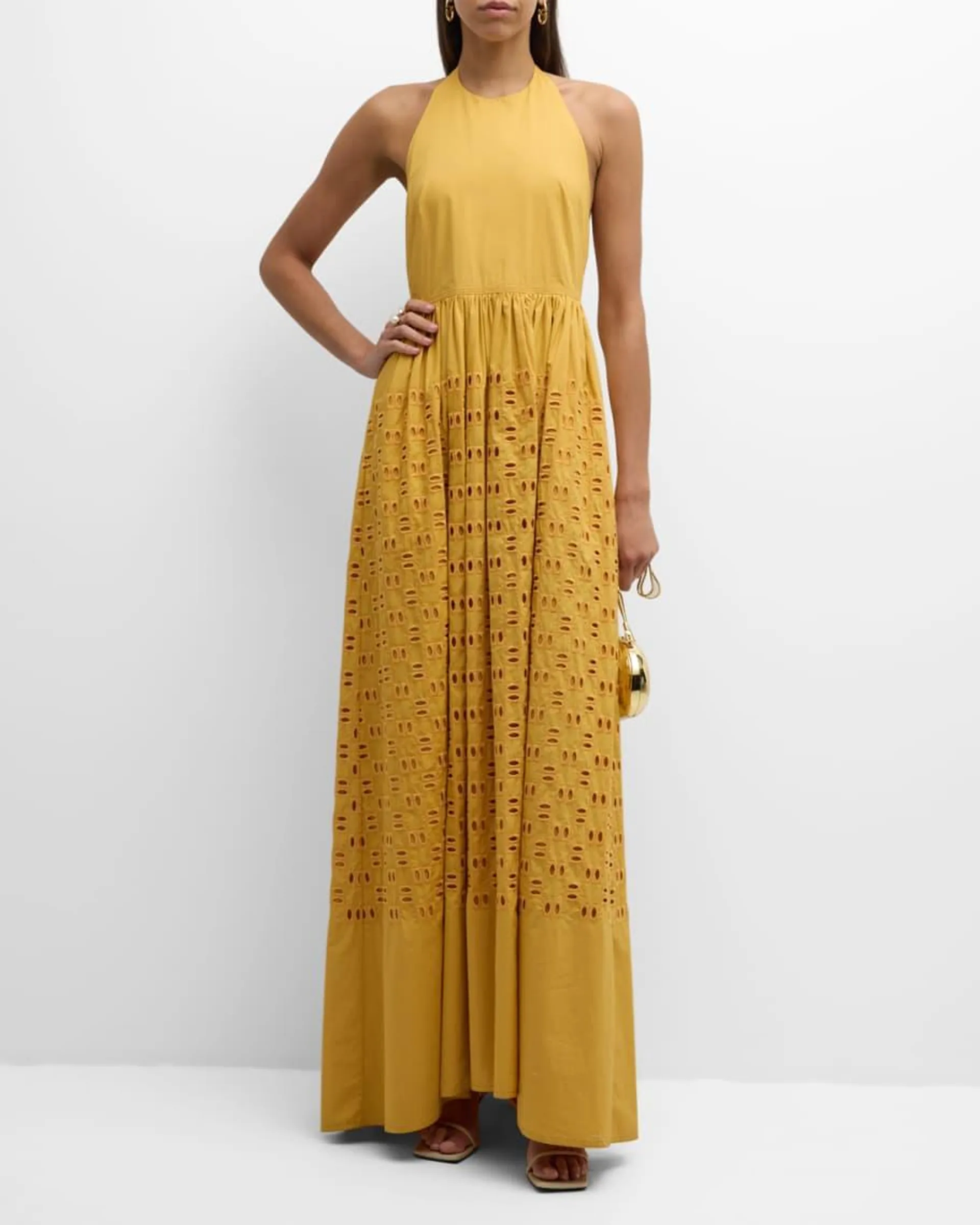 Blair Eyelet Halter Maxi Dress