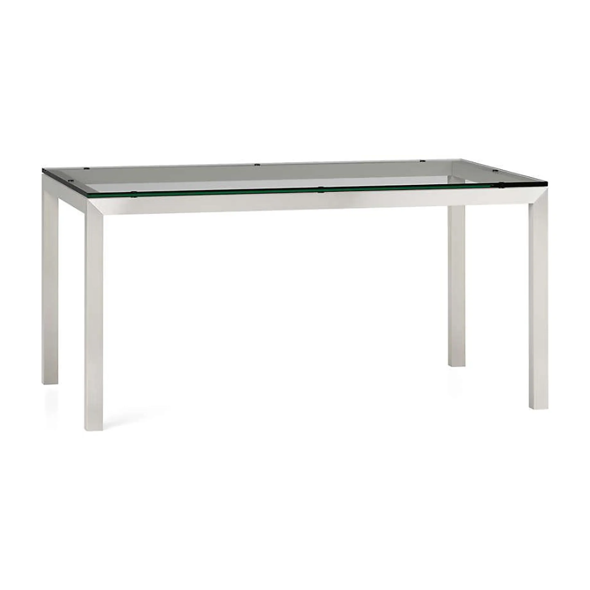 Parsons Clear Glass Top/ Stainless Steel Base 60x36 Dining Table