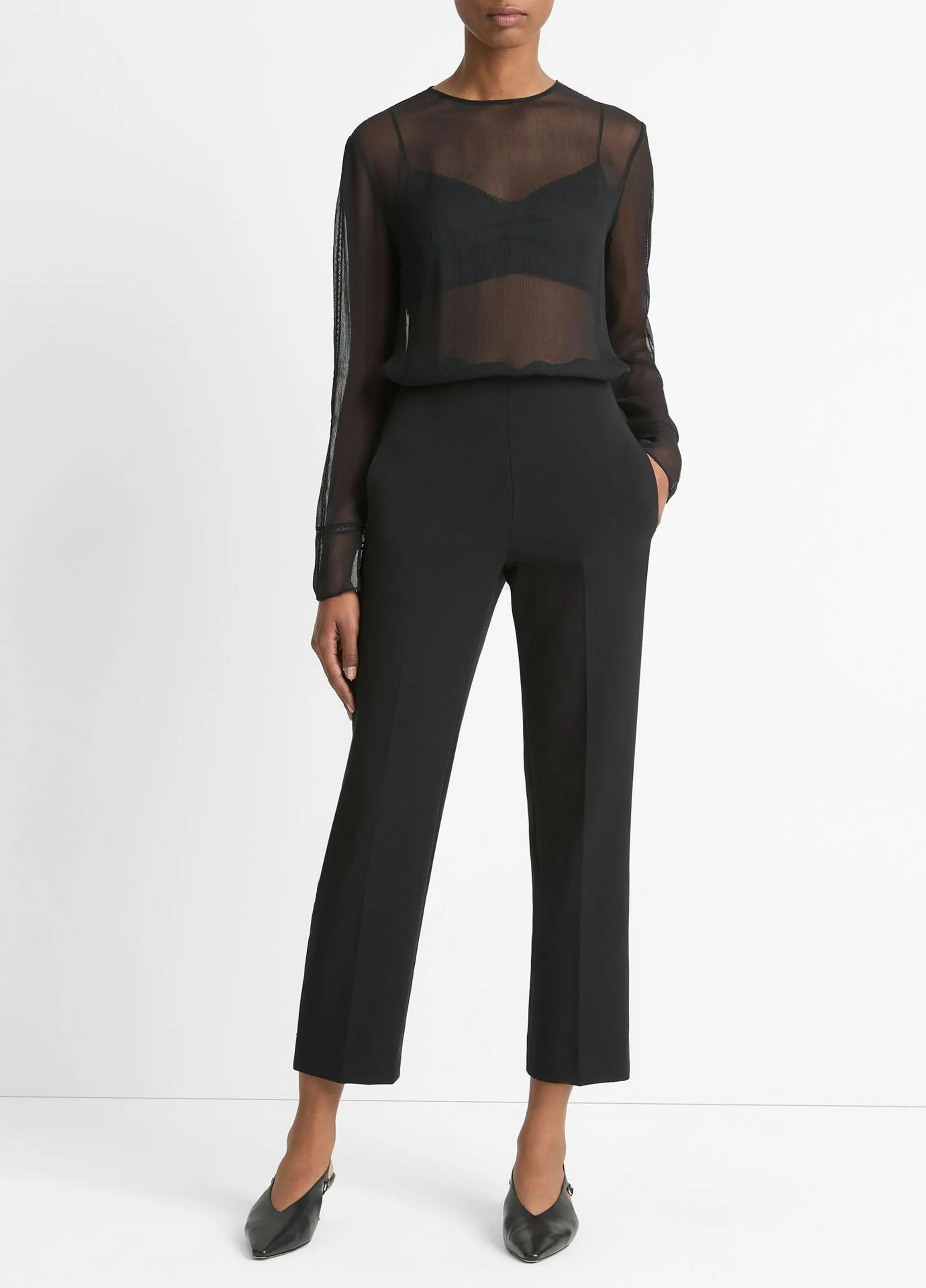 Velvet-Trim Pull-On Pant