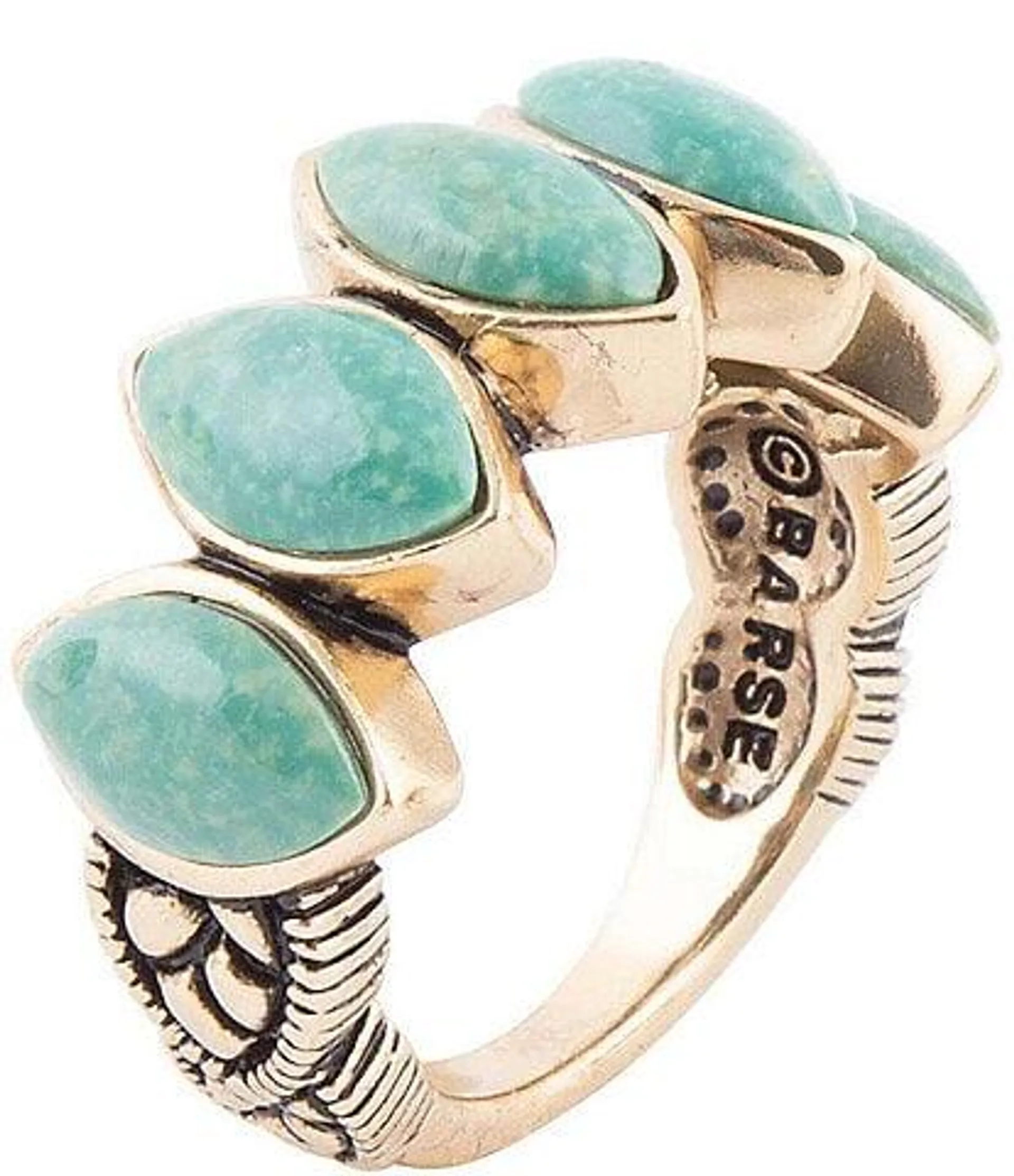 Bronze and Turquoise Genuine Stone Band Ring