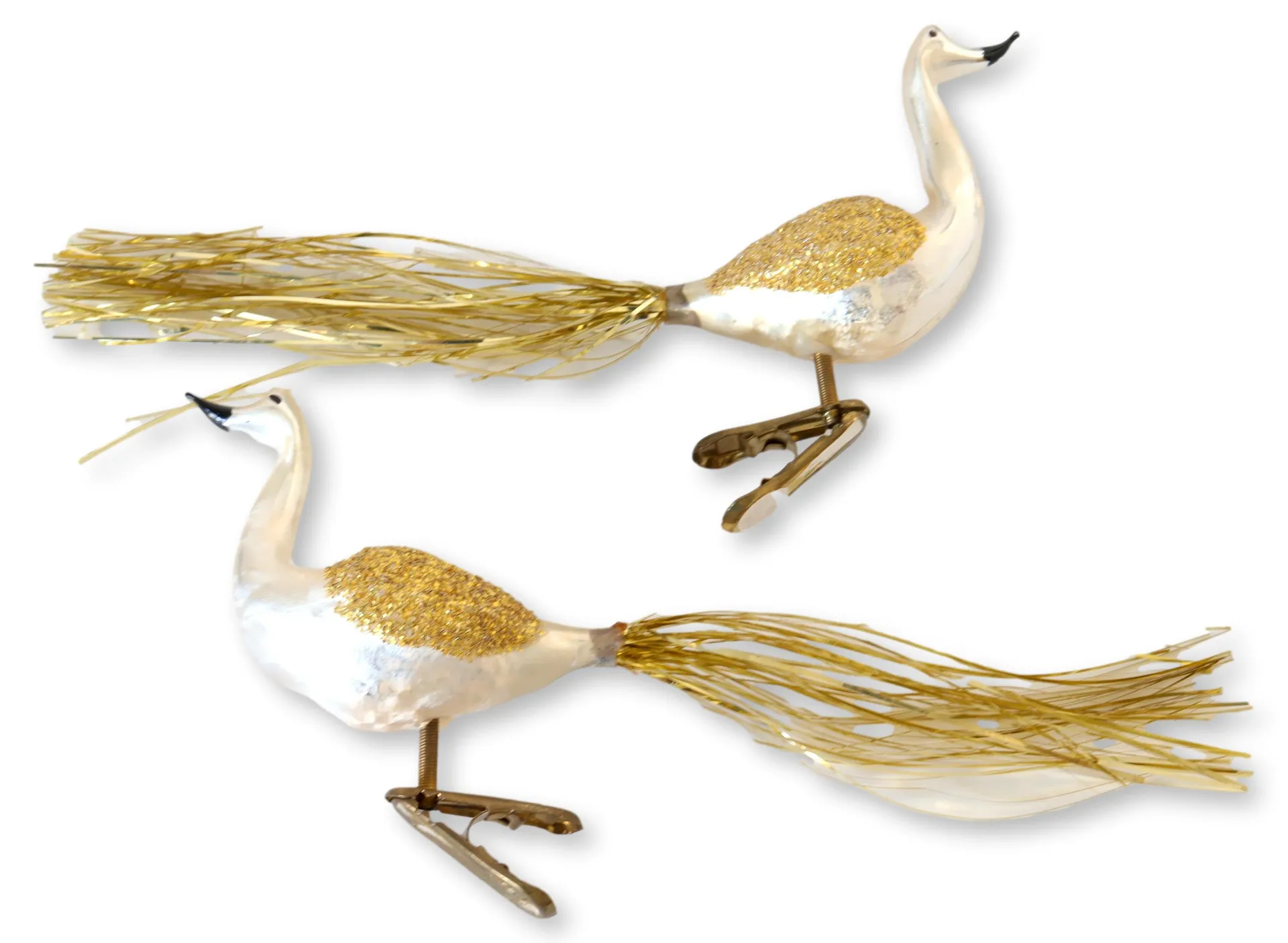 1960s Mercury Glass Bird Ornaments, Pair