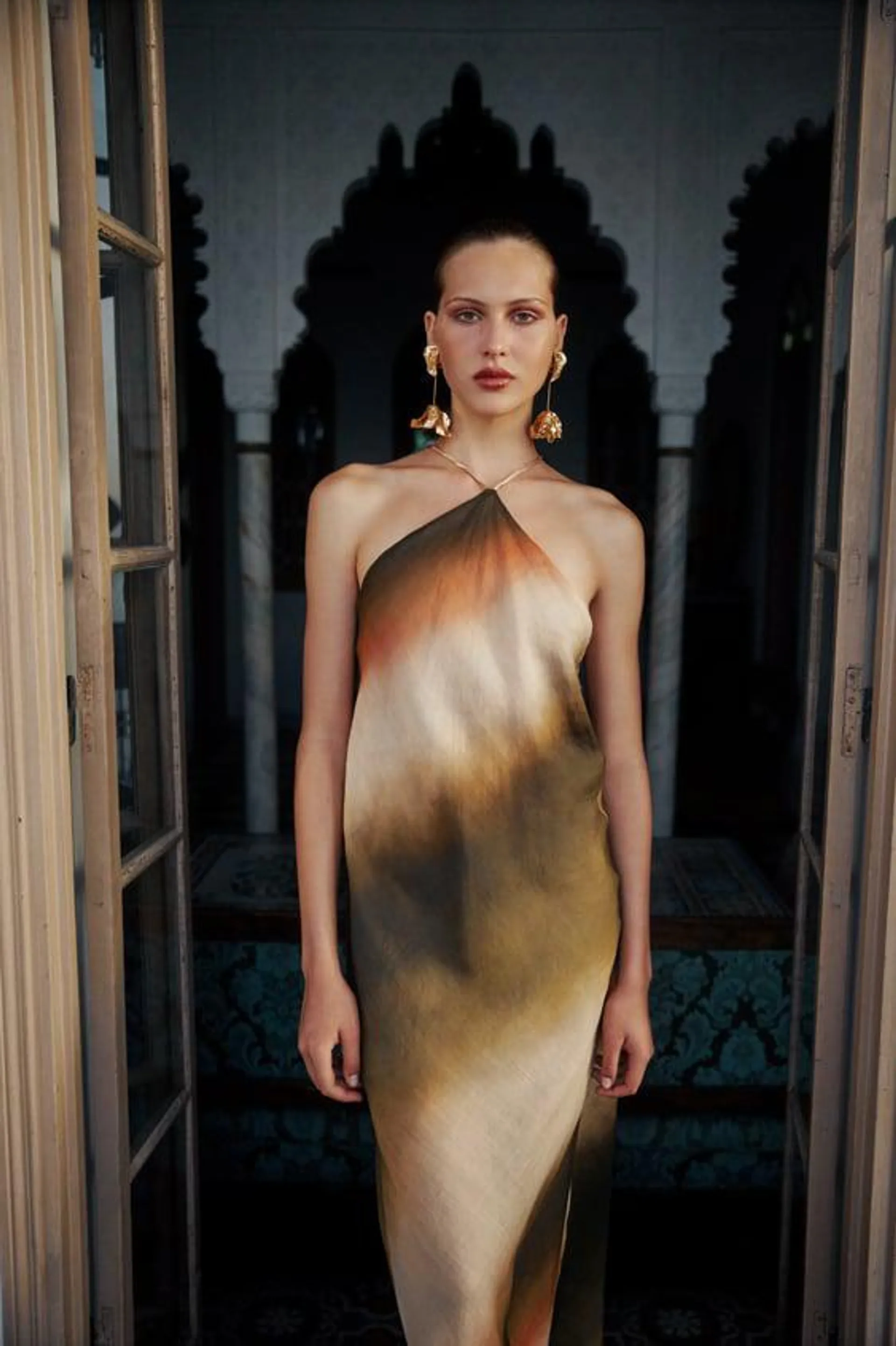 TIE DYE RAMIE HALTER DRESS