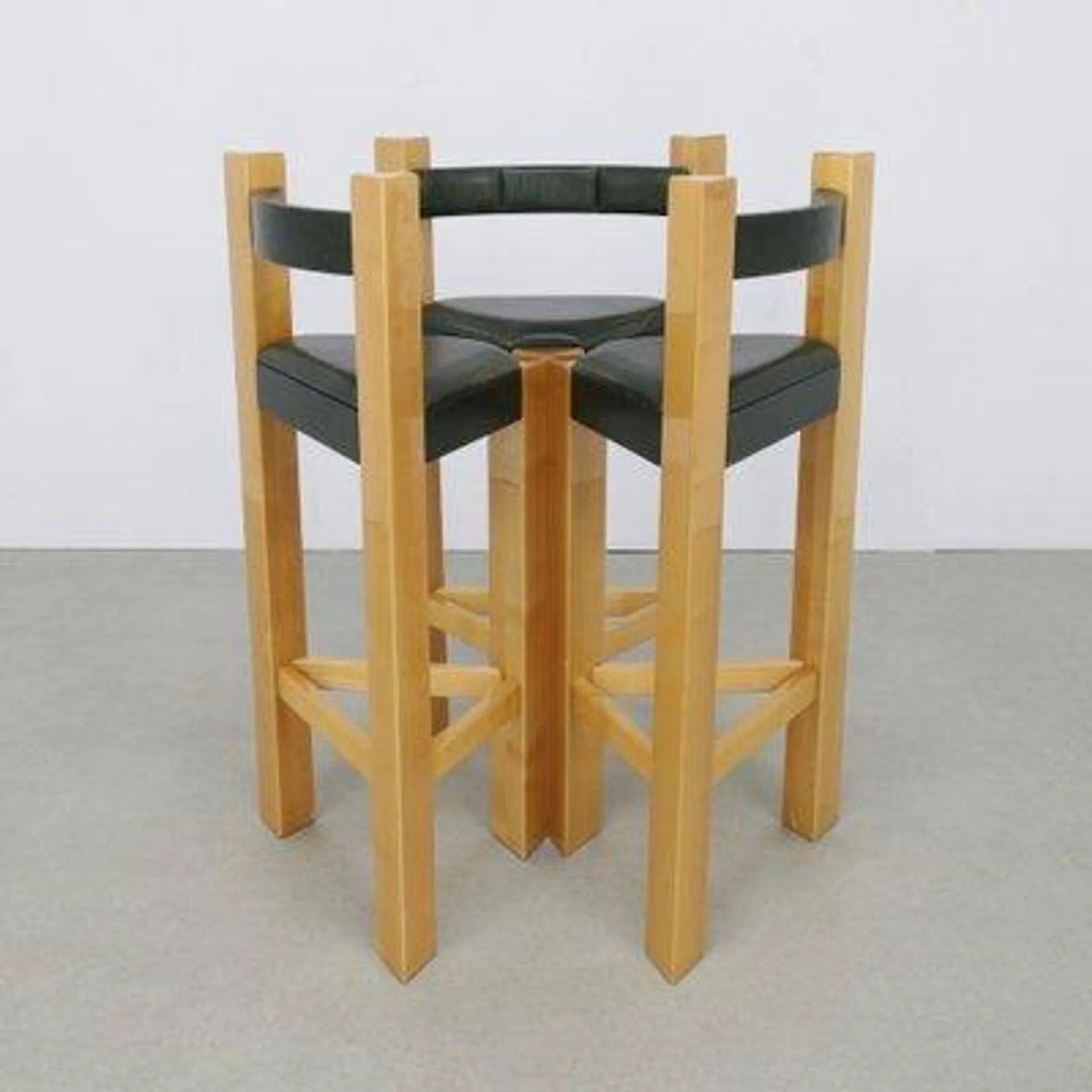 Postmodern Bar Stools in Leather, 1990s, Set of 3