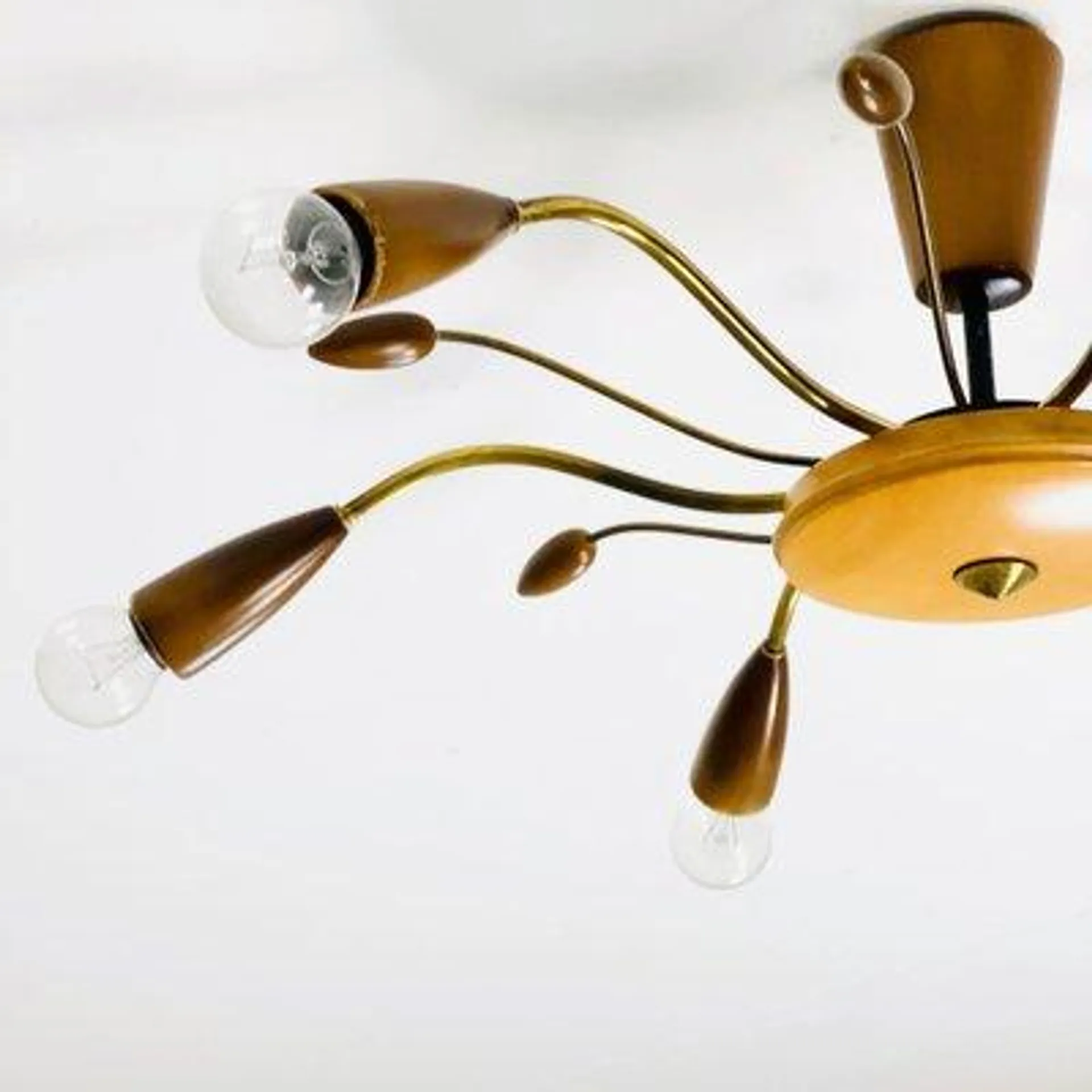 Large Mid-Century Brass Six-Arms Sputnik Chandelier, 1960s