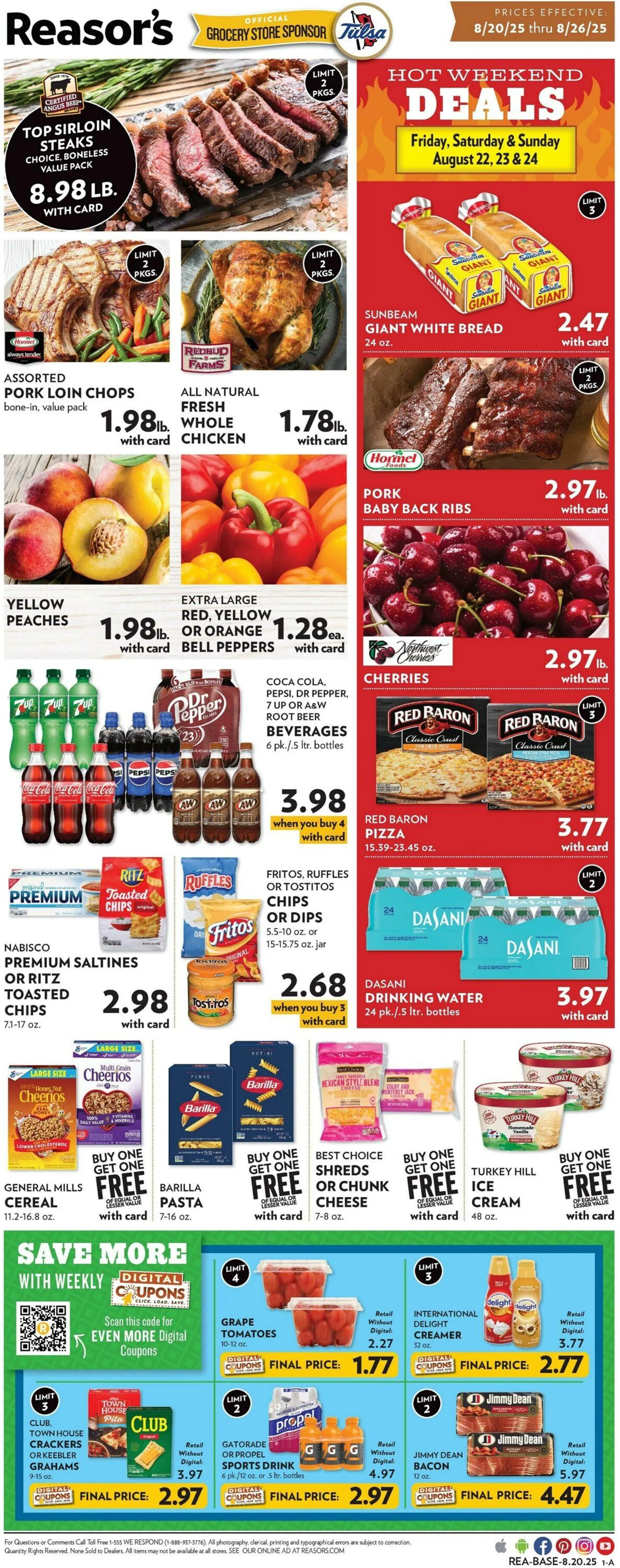 Weekly ad Reasor's from August 20 to August 26 2025 - Page 1