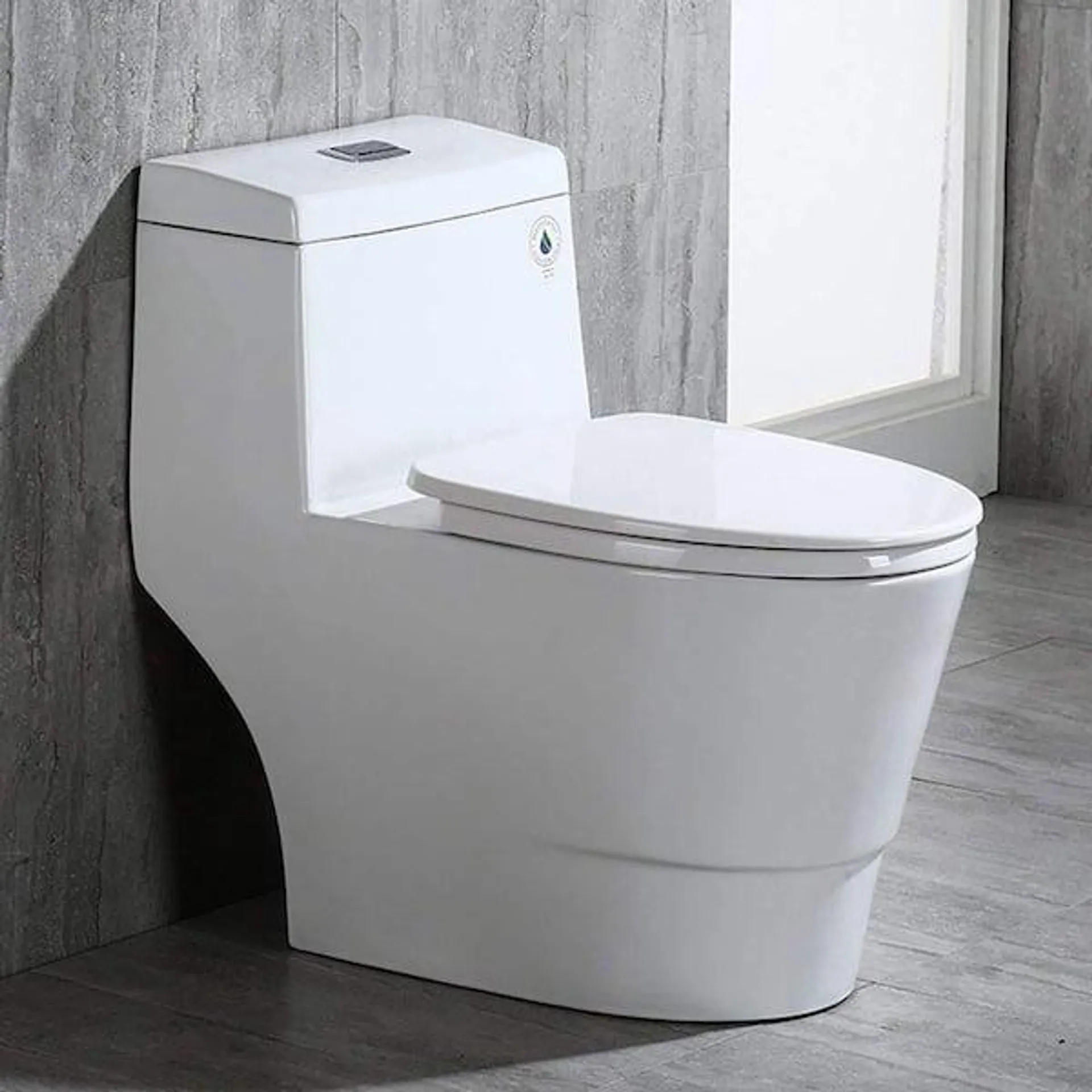 Bristol 1-Piece 1.0/1.6 GPF High Efficiency Elongated All-In One Toilet with Soft Closed Seat Included in White