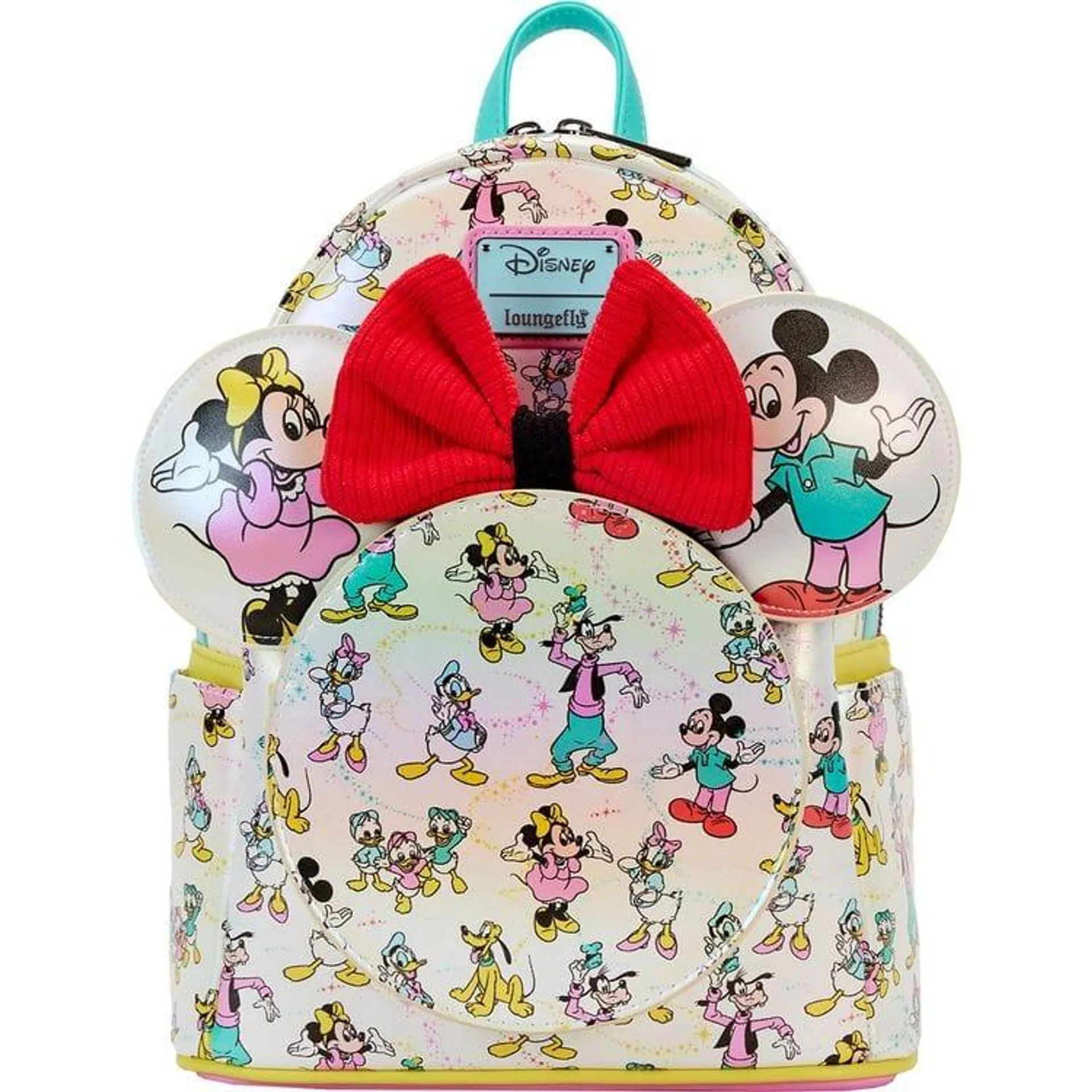 Disney100 Mickey & Friends Classic All-Over Print Iridescent Mini Backpack With Ear Headband