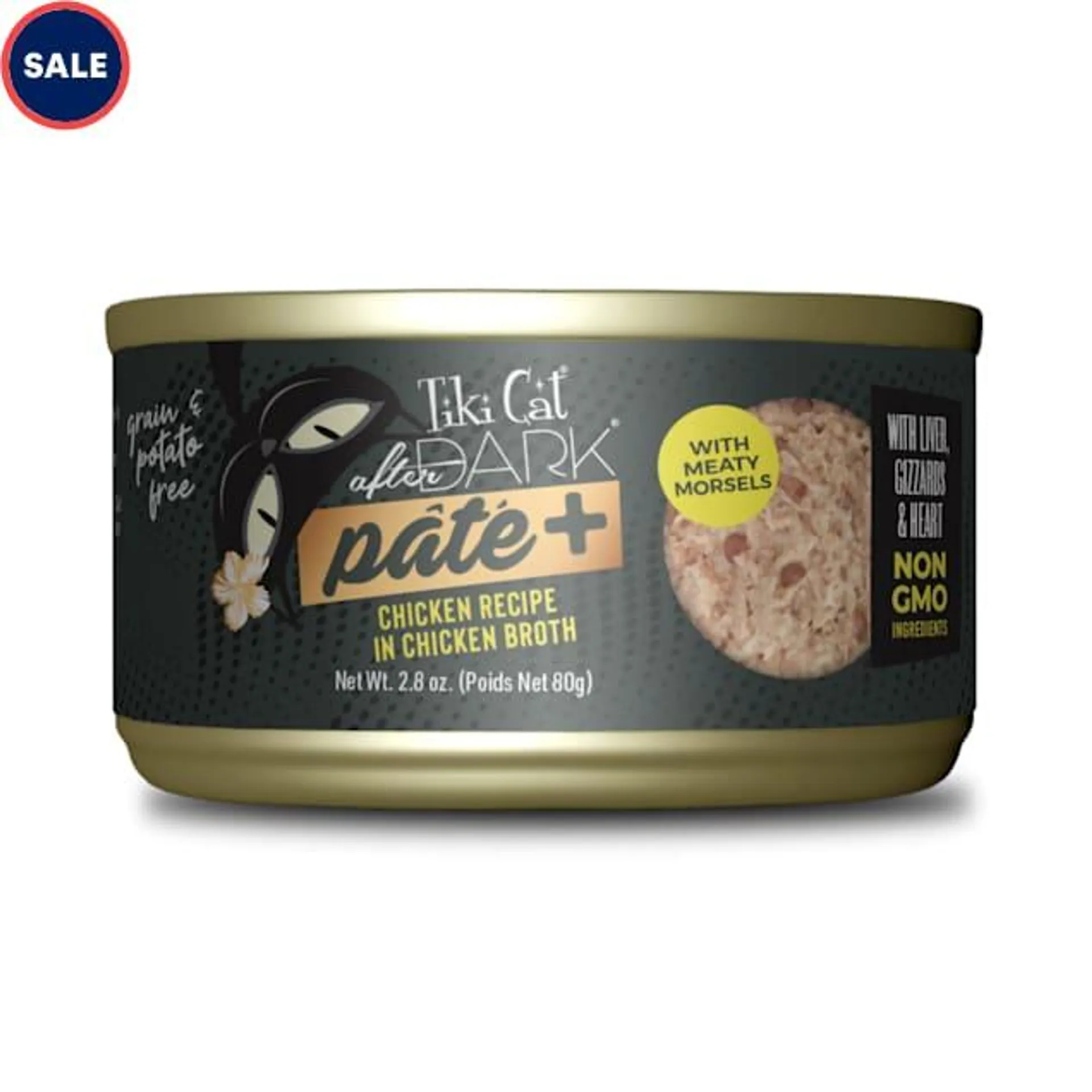 Tiki Cat After Dark Pate+ Chicken Wet Food for Cats, 2.8 oz., Case of 12