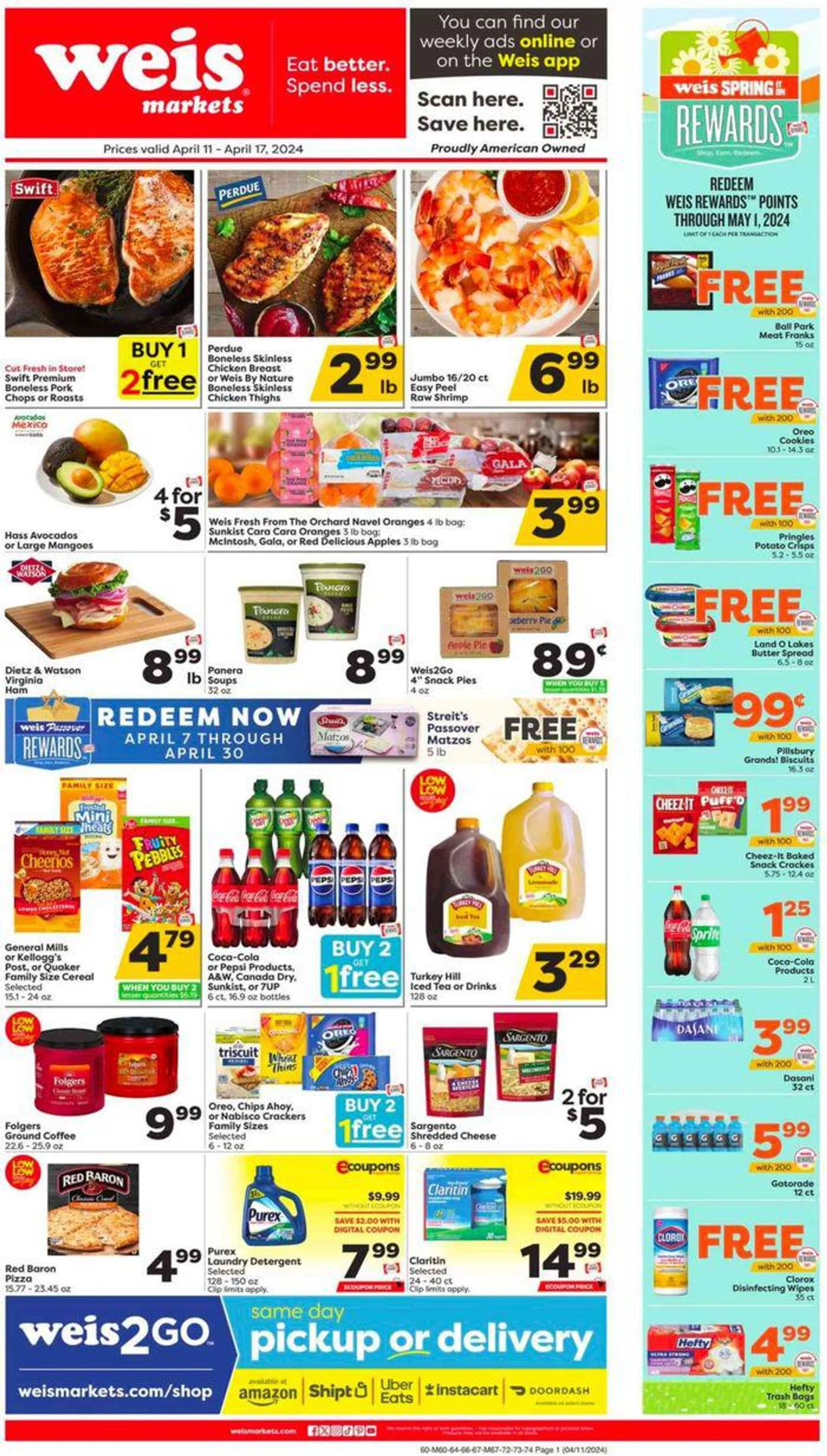 Weekly ad Weis Spring Rewards from April 12 to April 17 2024 - Page 1