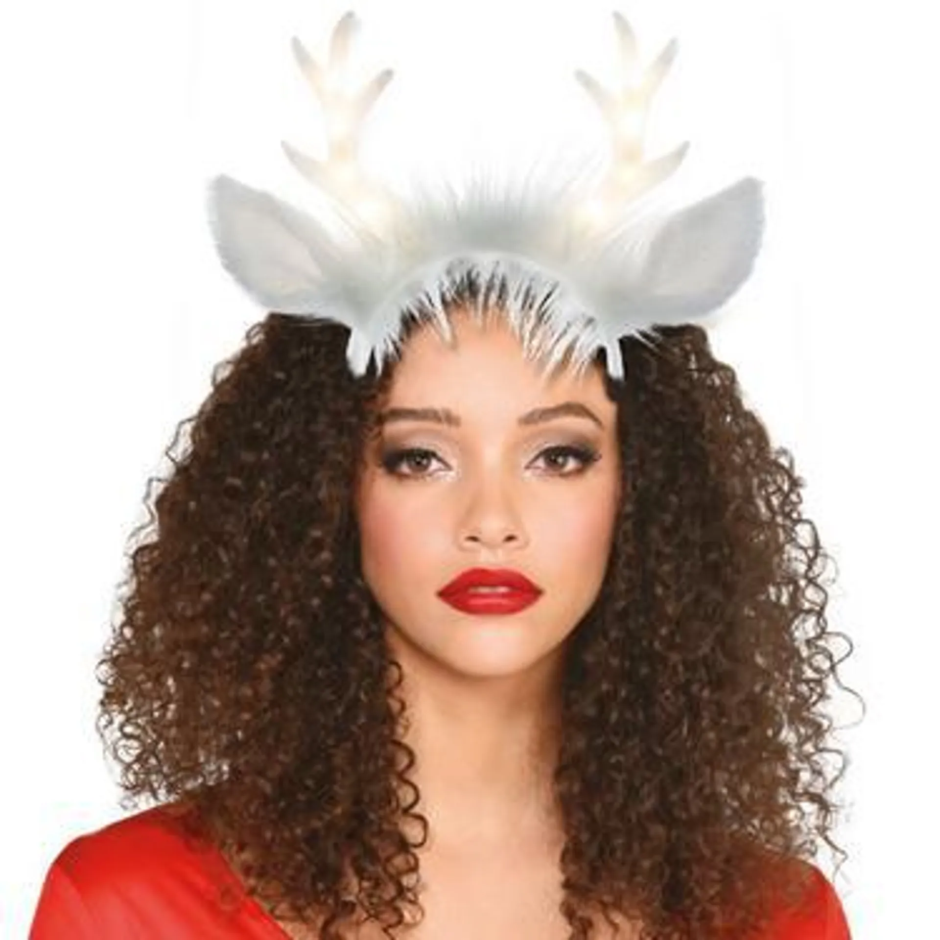 Light-Up White Reindeer Antler Headband