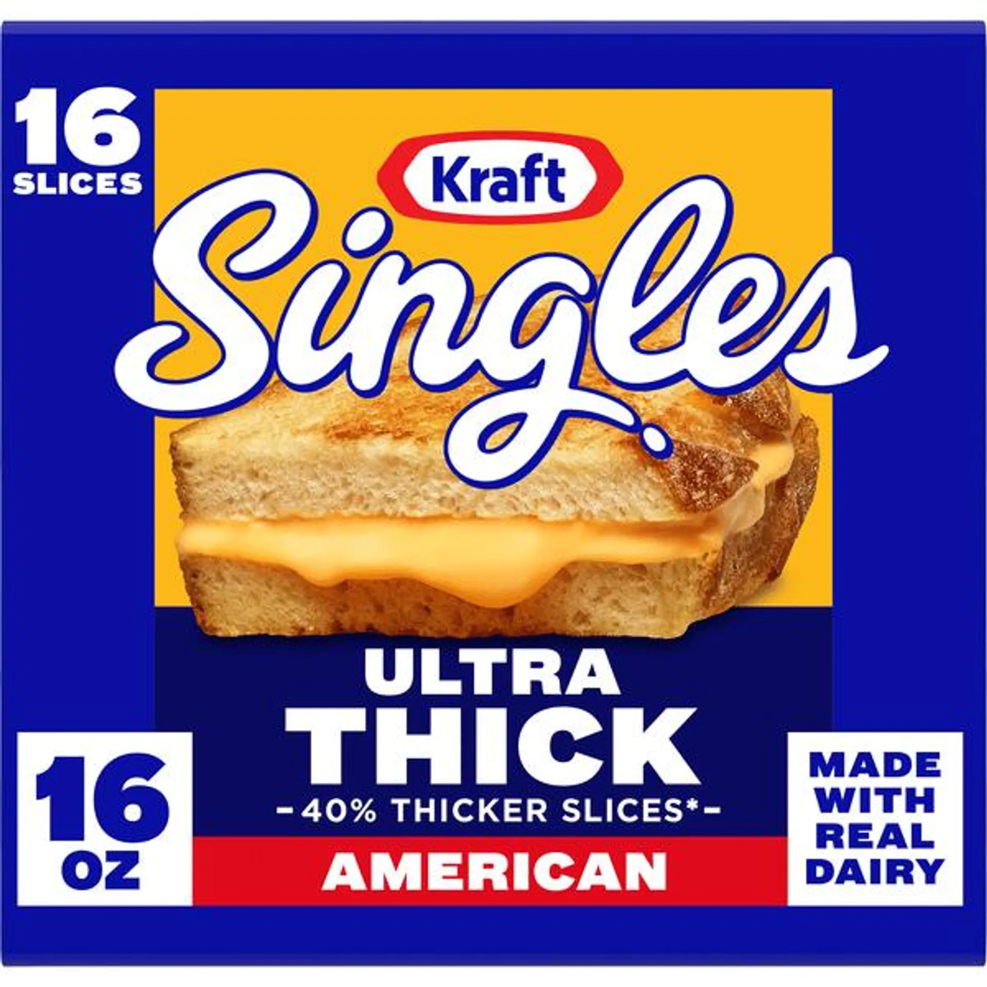 Kraft Ultra Thick American Cheese Slices, 16Ct