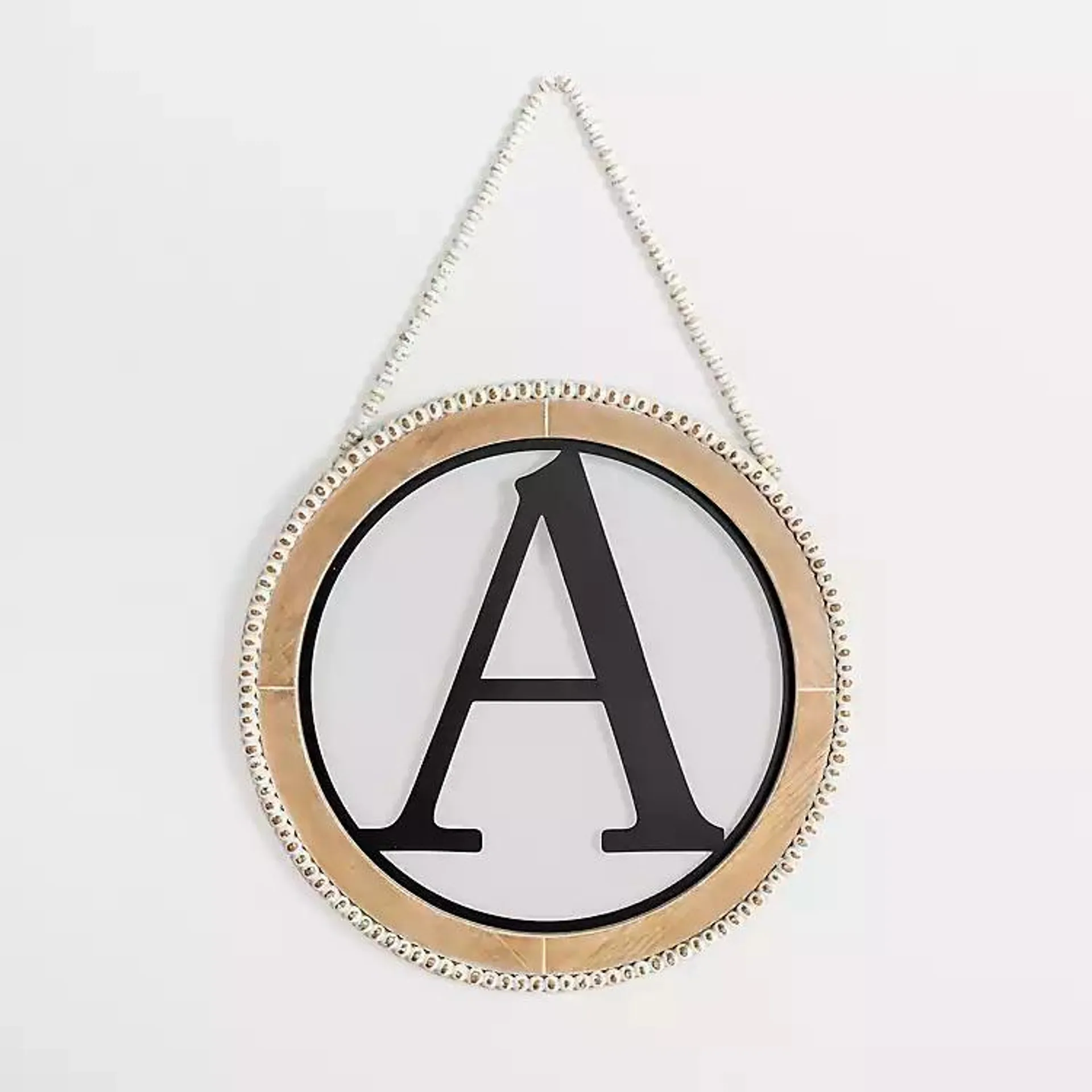 Whitewash Bead Trim Monogram A Plaque