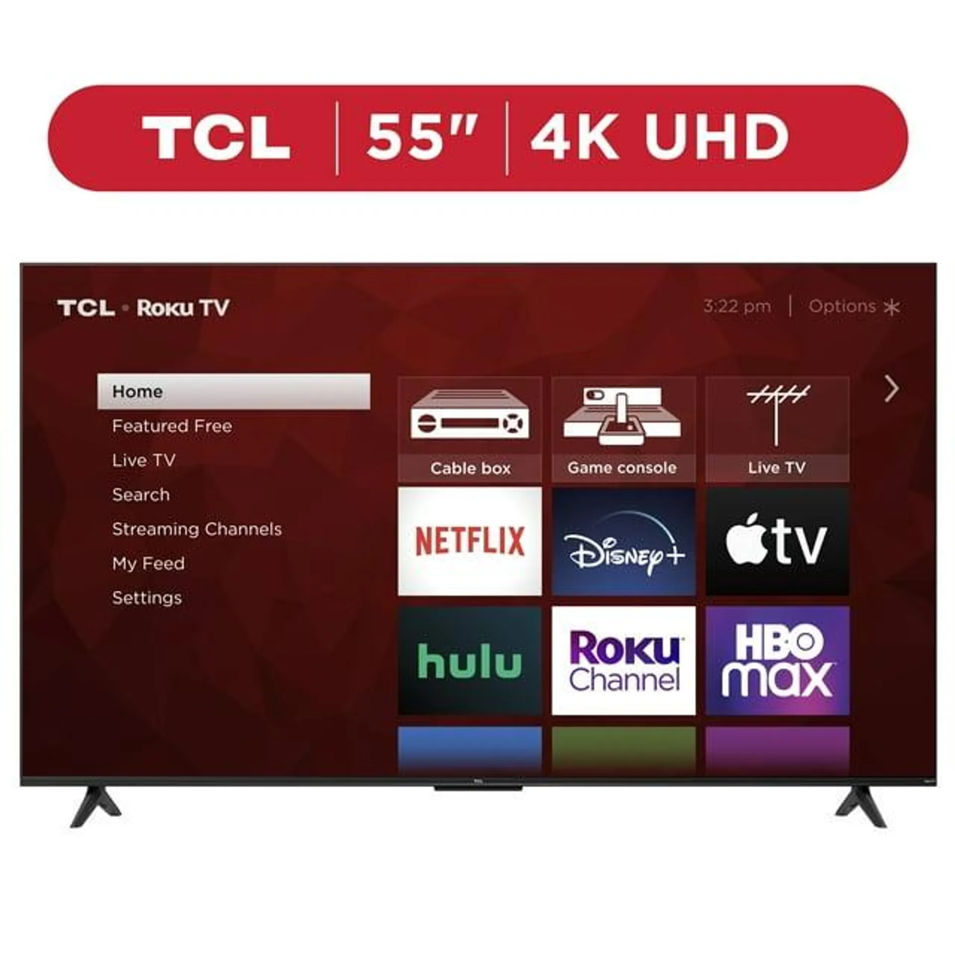 TCL 55” Class S4 (55S41BR) 4K UHD HDR LED Smart TV with Roku TV (NEW 2024)