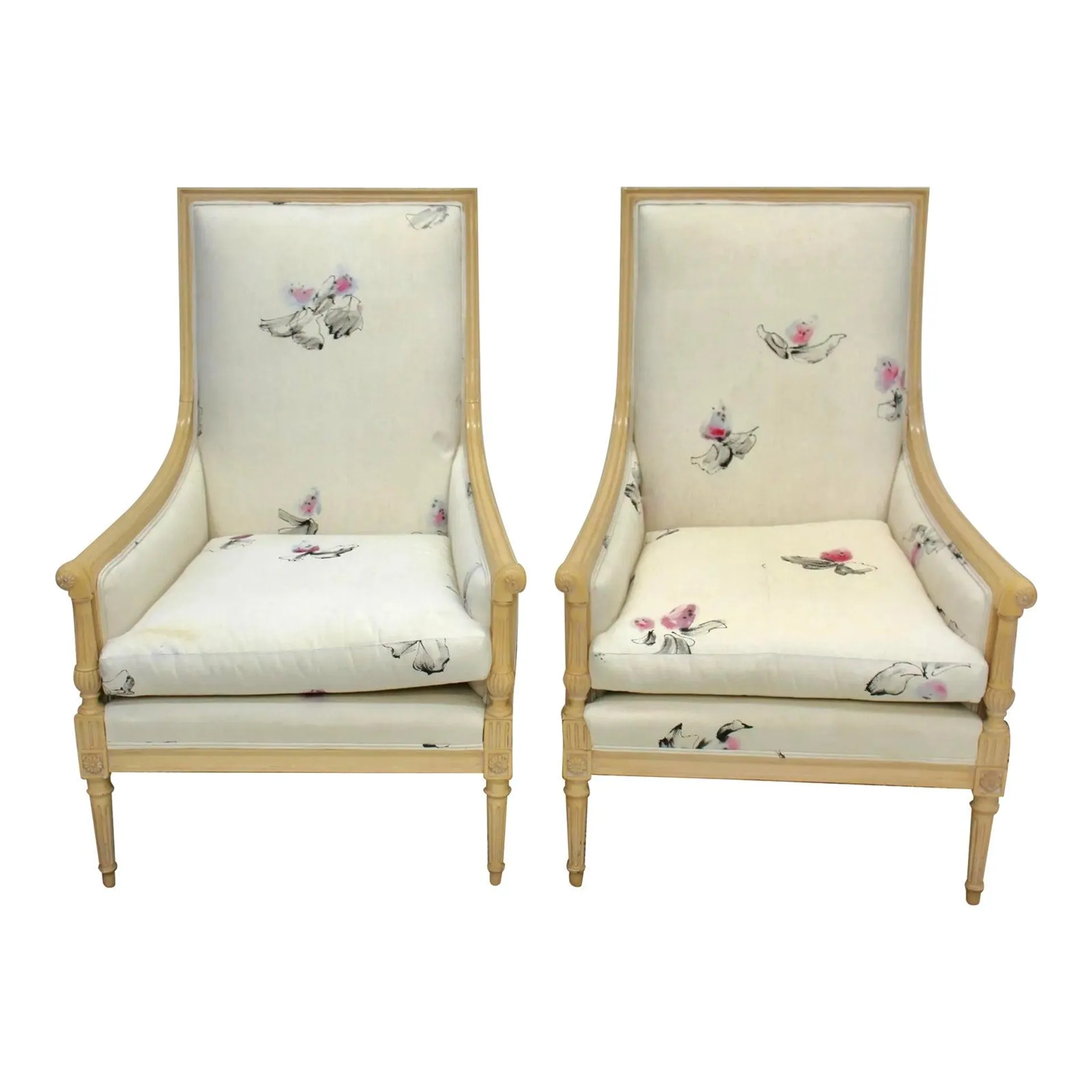 Mid 20th Century Pair of Wood Carved French Armchairs