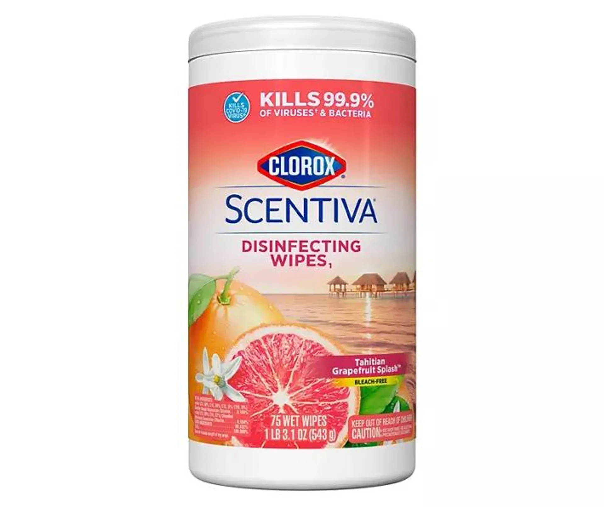 Scentiva Tahitian Grapefruit Disinfecting Wipes, 75-Count