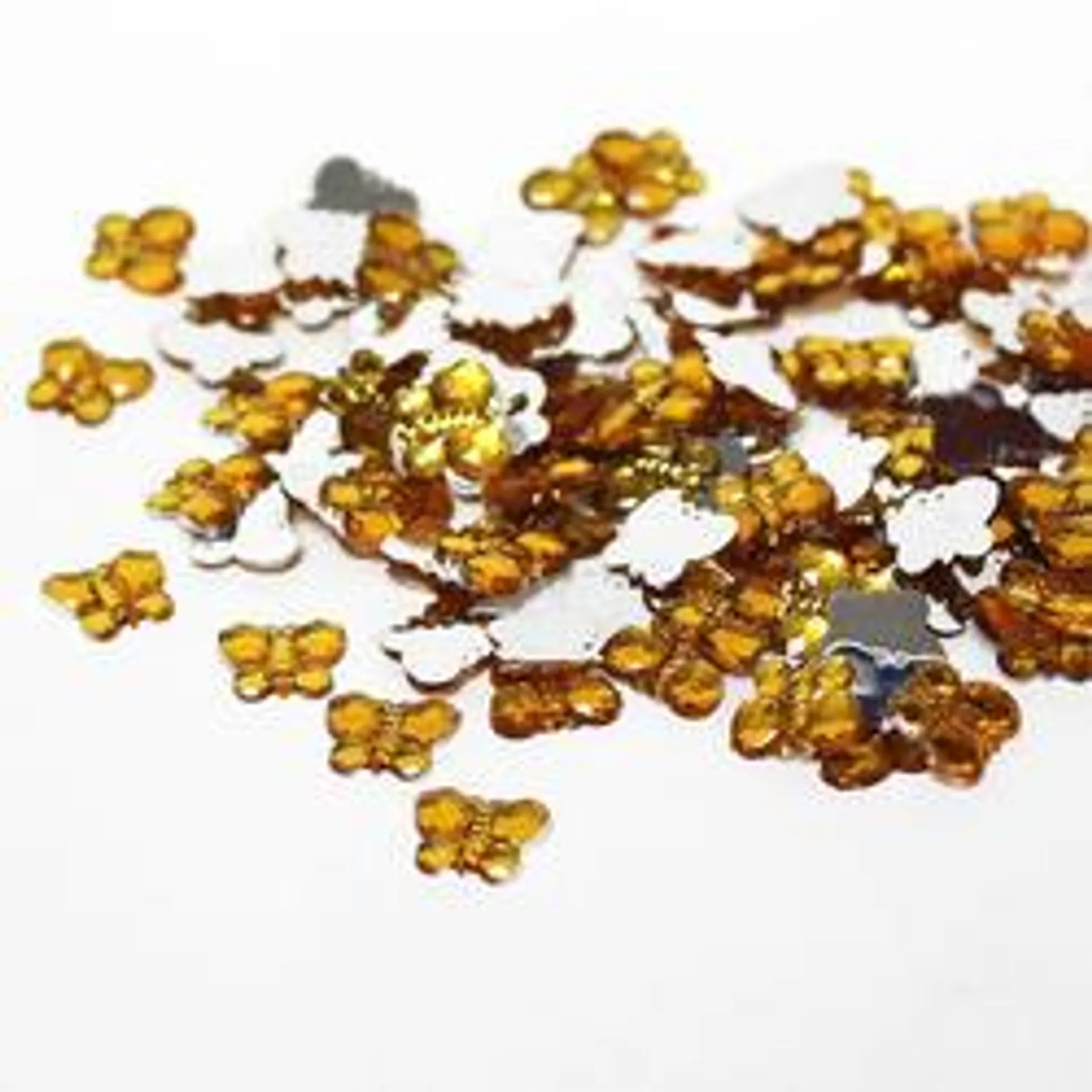 Gold Flat Back Butterfly Rhinestones (Package of 120 pieces)