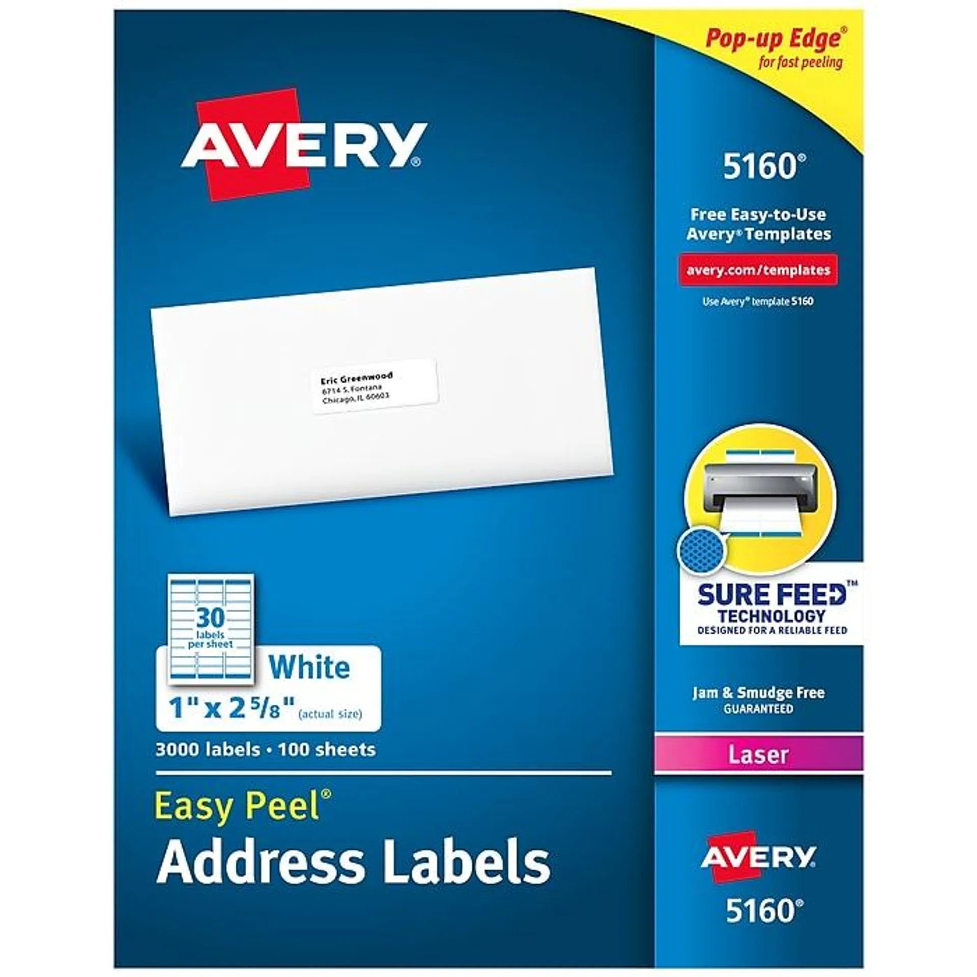 Avery Easy Peel Laser Address Labels,