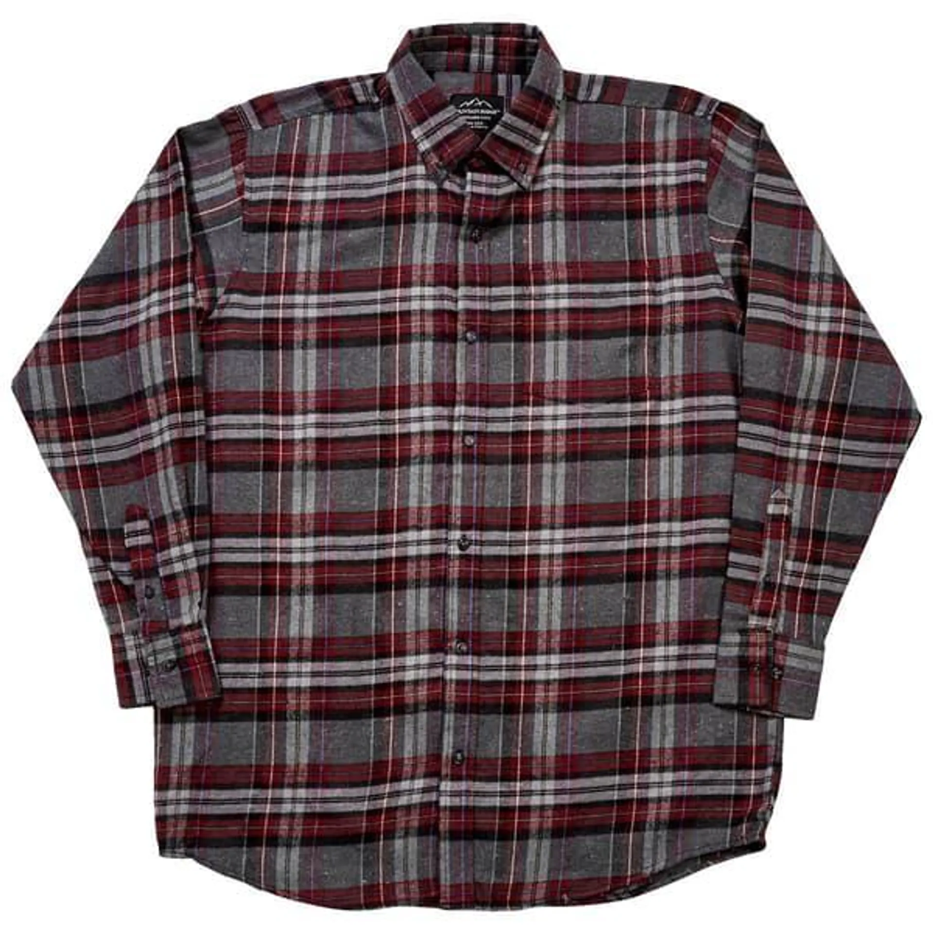 Mens Big & Tall Mountain Ridge Flannel Shirt - Grey/Burgundy