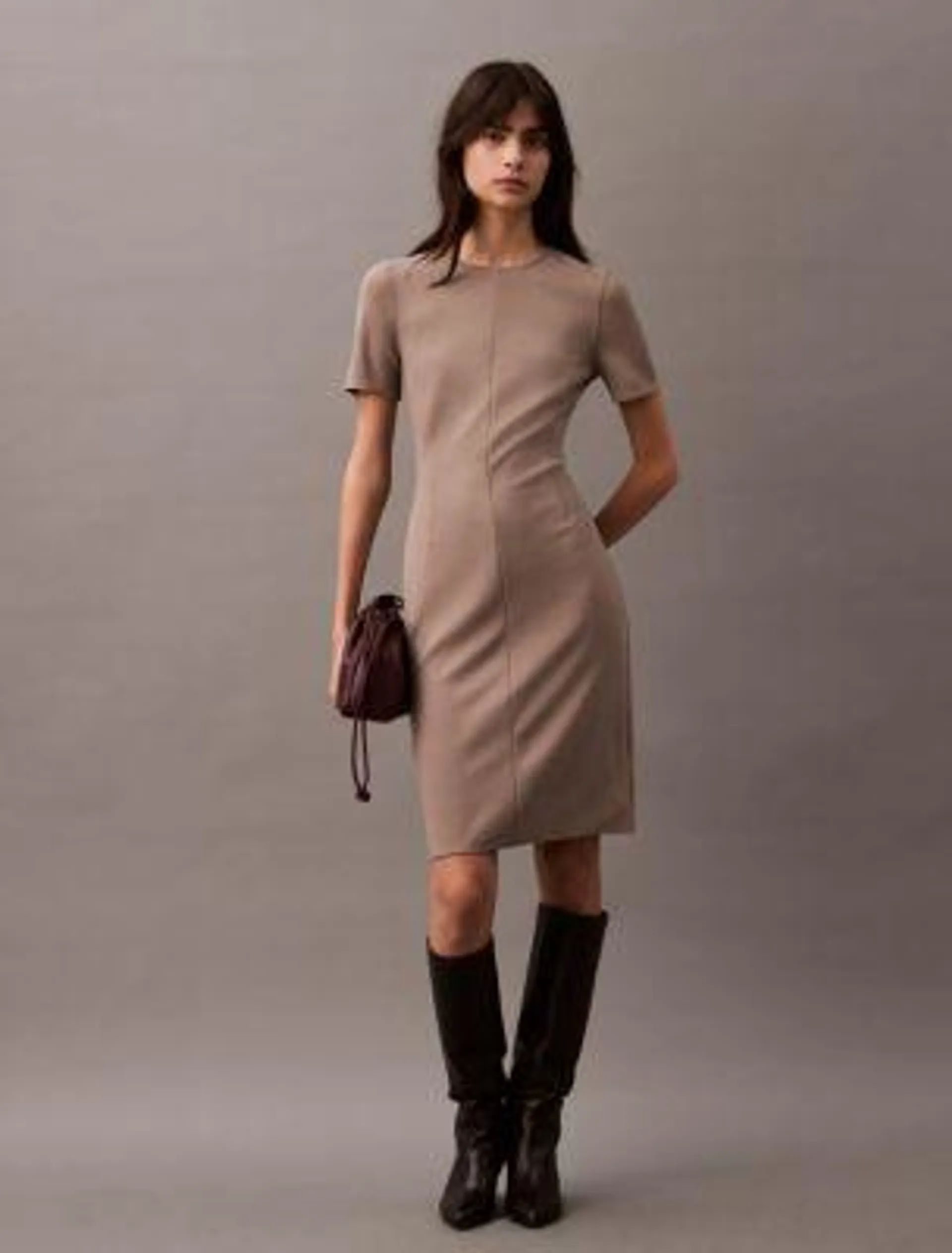 Compact Stretch Crepe Shift Dress