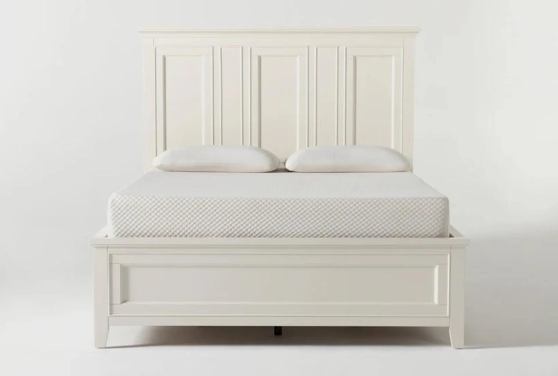 Presby White Queen Wood Panel Bed With Storage