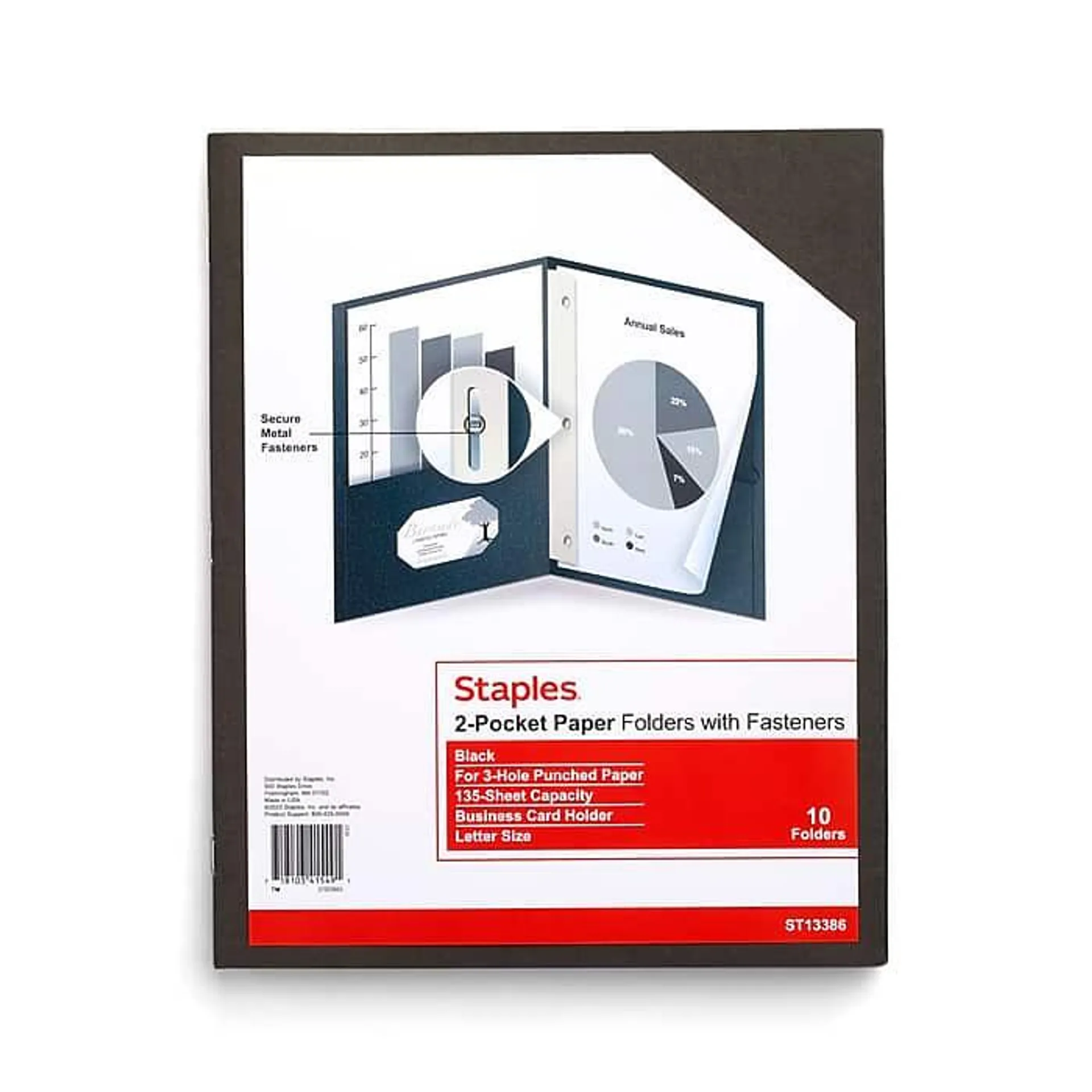 Staples 10% Recycled Smooth 2-Pocket Paper Presentation Folder with Fasteners,