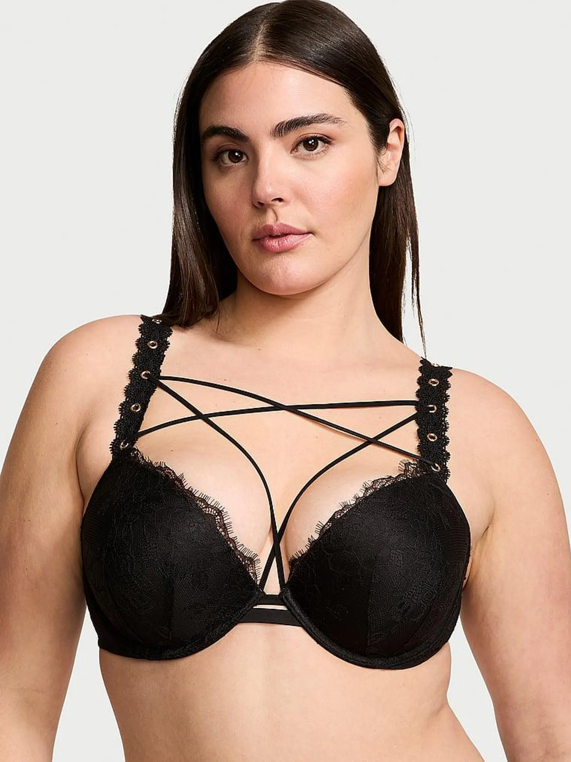 Rose Lace & Grommet Push-Up Bra