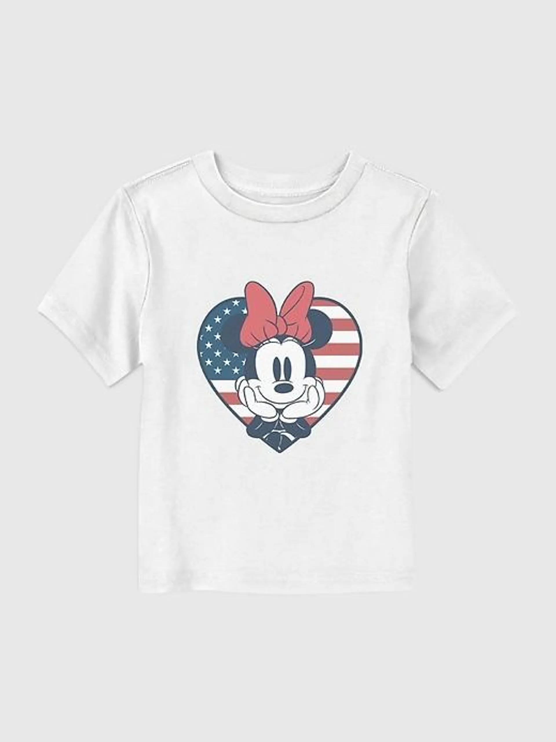 Toddler Minnie Mouse American Flag Heart Graphic Tee