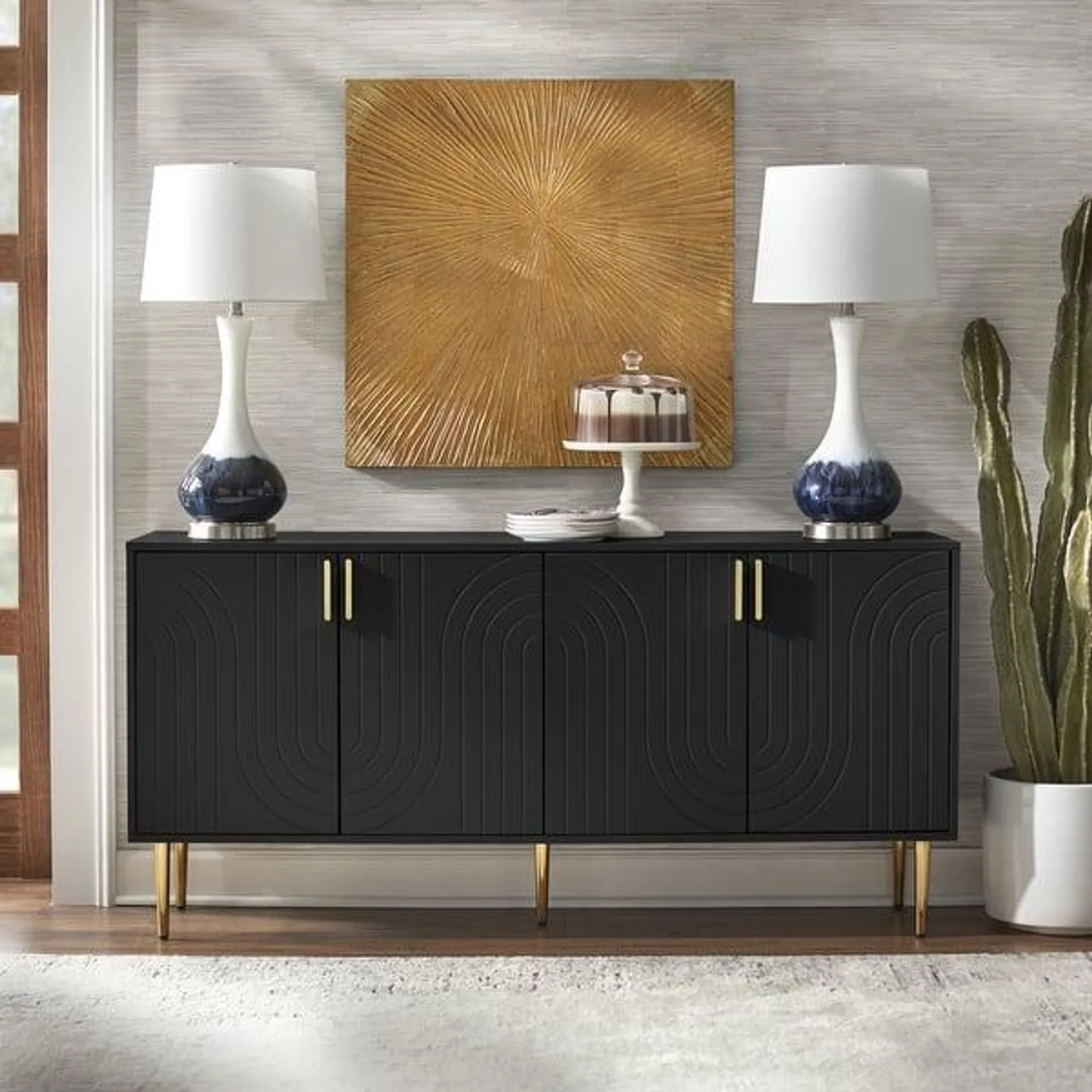 Lifestorey Tabaria Mid-Century Four Door Sideboard/Buffet