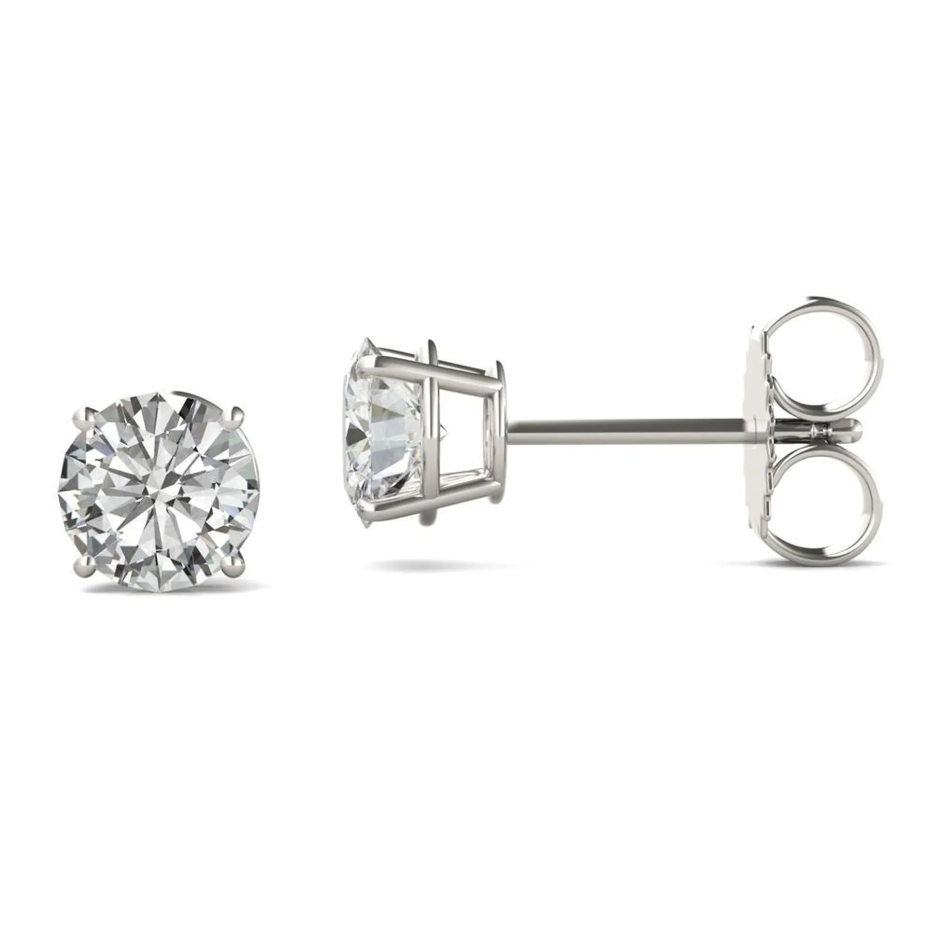 Charles & Colvard 14K White Gold Forever Bright 6mm Round Moissanite Stud Earrings, 1.20cttw DEW