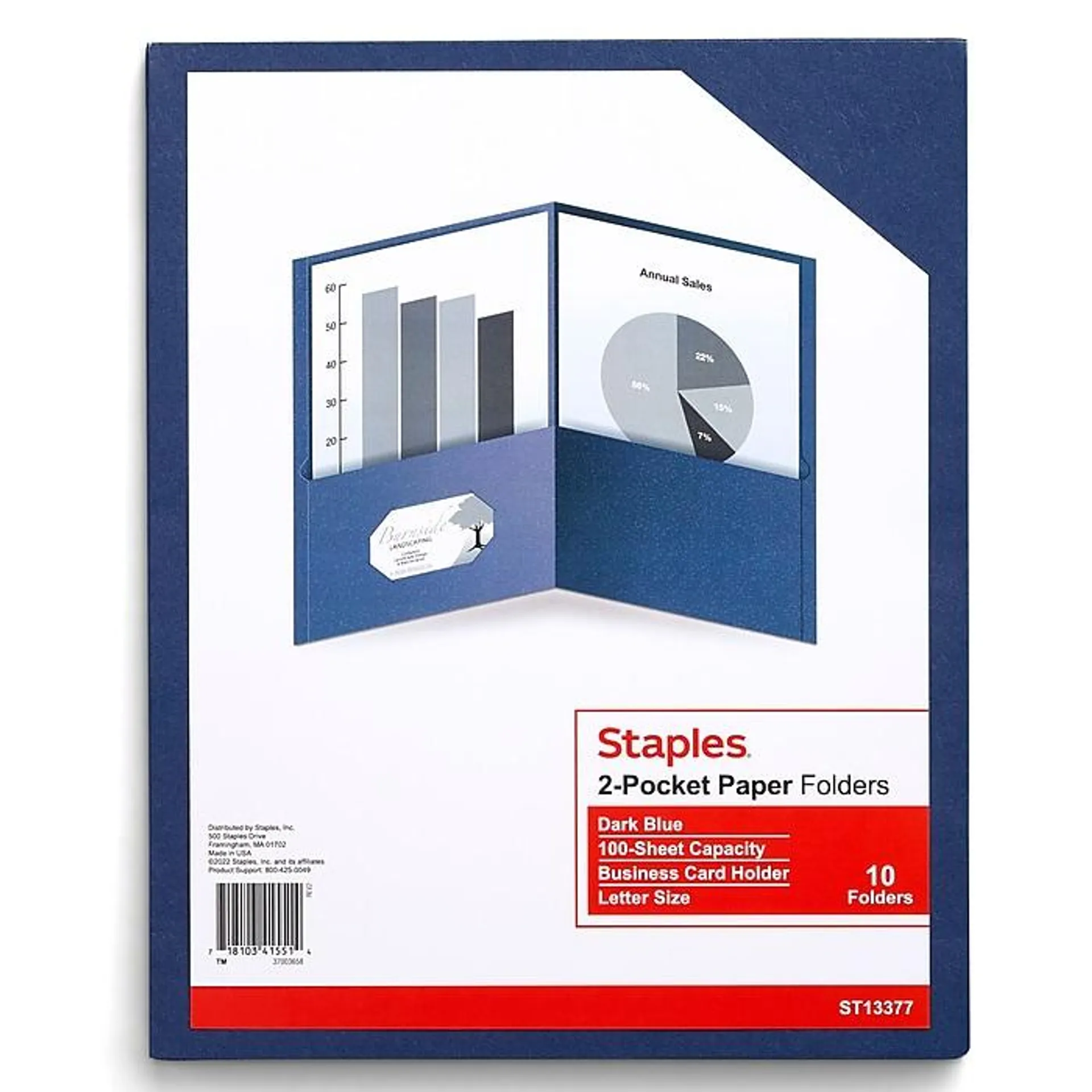 Staples 10% Recycled Smooth 2-Pocket Paper Presentation Folder,