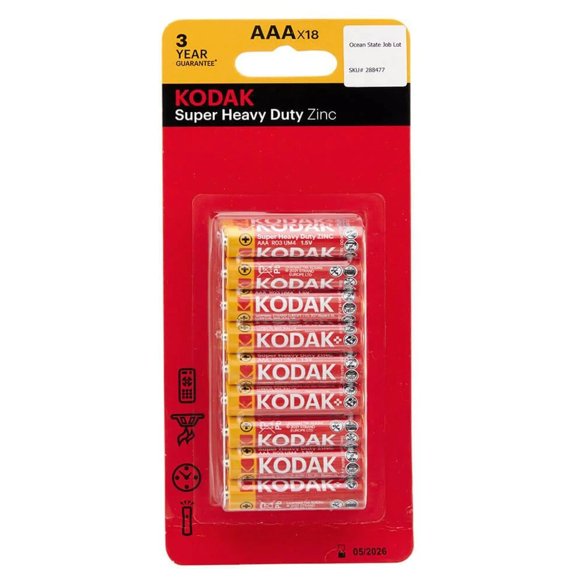 Kodak Super Heavy-Duty Zinc AAA Batteries, 18 Count