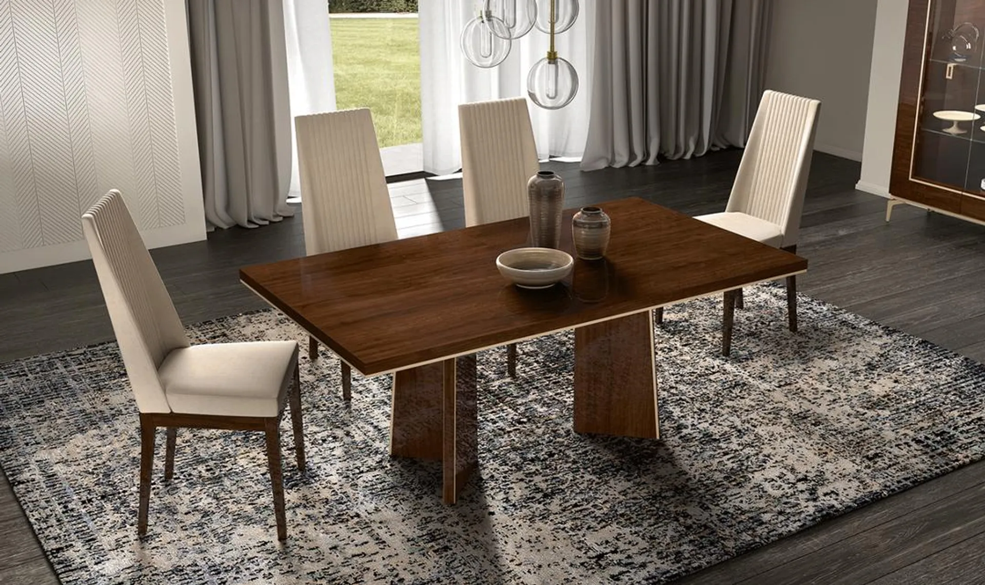 Eva Extendable Dining Room Set In Brown