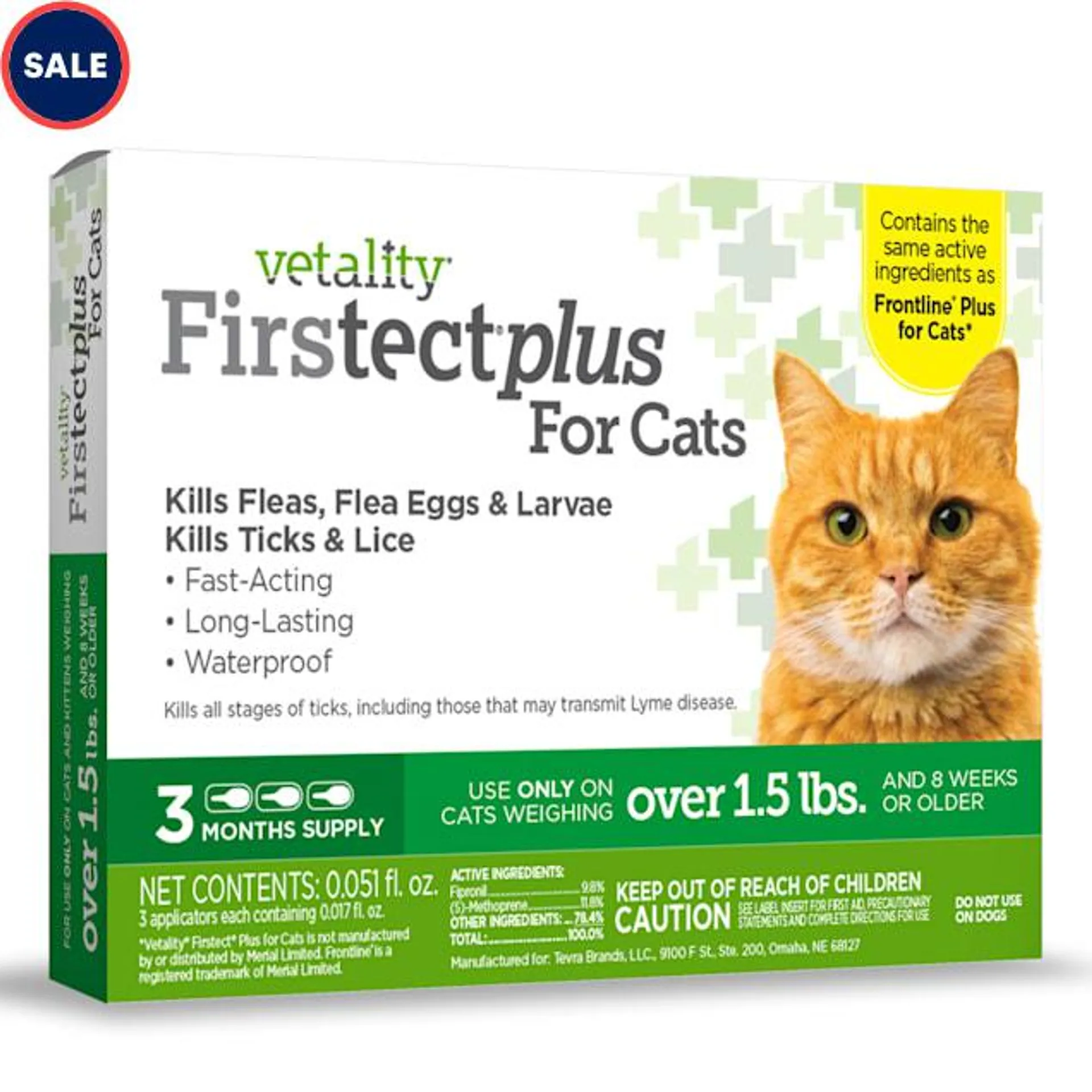 Vetality Firstect Plus for Cats Over 1.5 lbs., 3 Dose